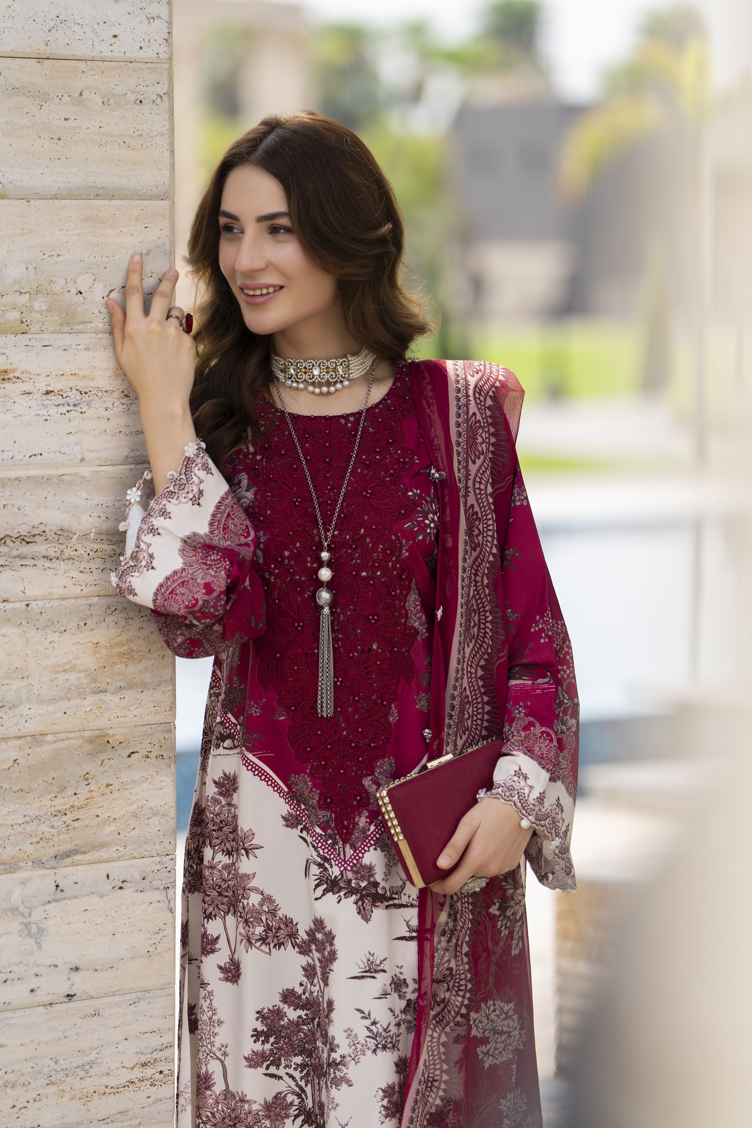 Modern Muse by Arwah – 3pc Printed & Embroidered Grip Suit MMB5