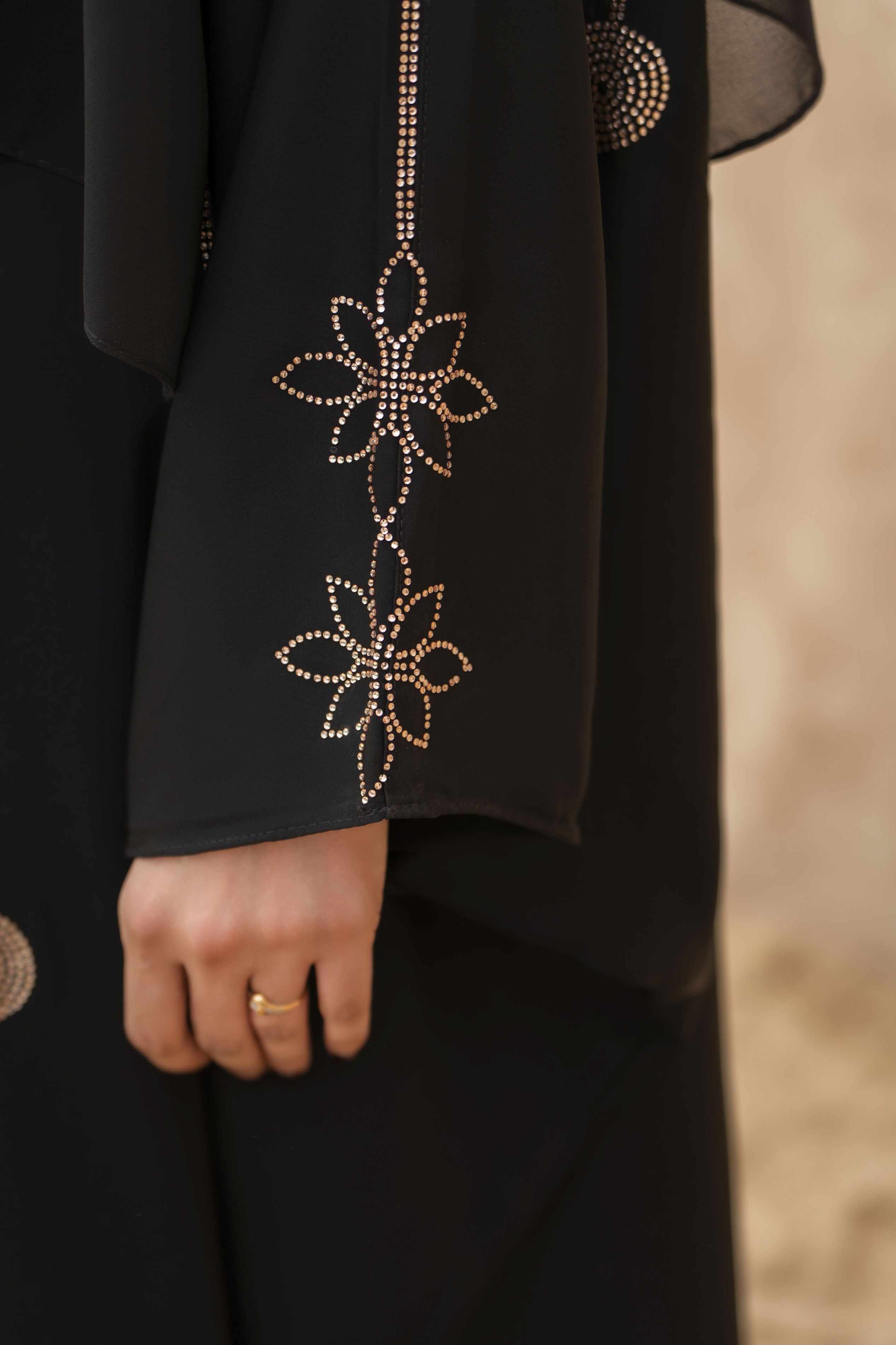 Zaina Veil of Grace – Embroidered Black Silk Georgette Abaya ZMD3