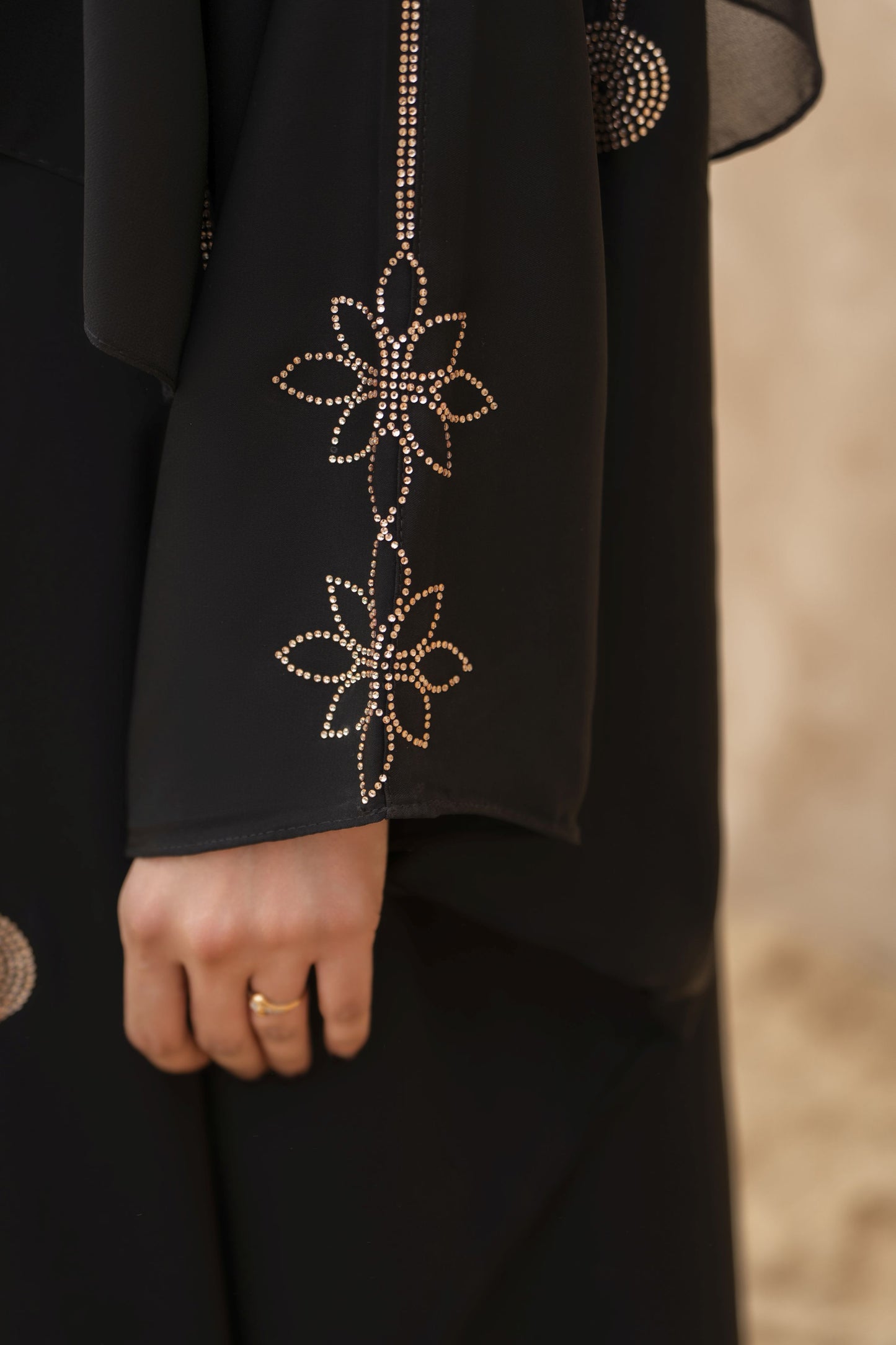Zaina Veil of Grace – Embroidered Black Silk Georgette Abaya ZMD3