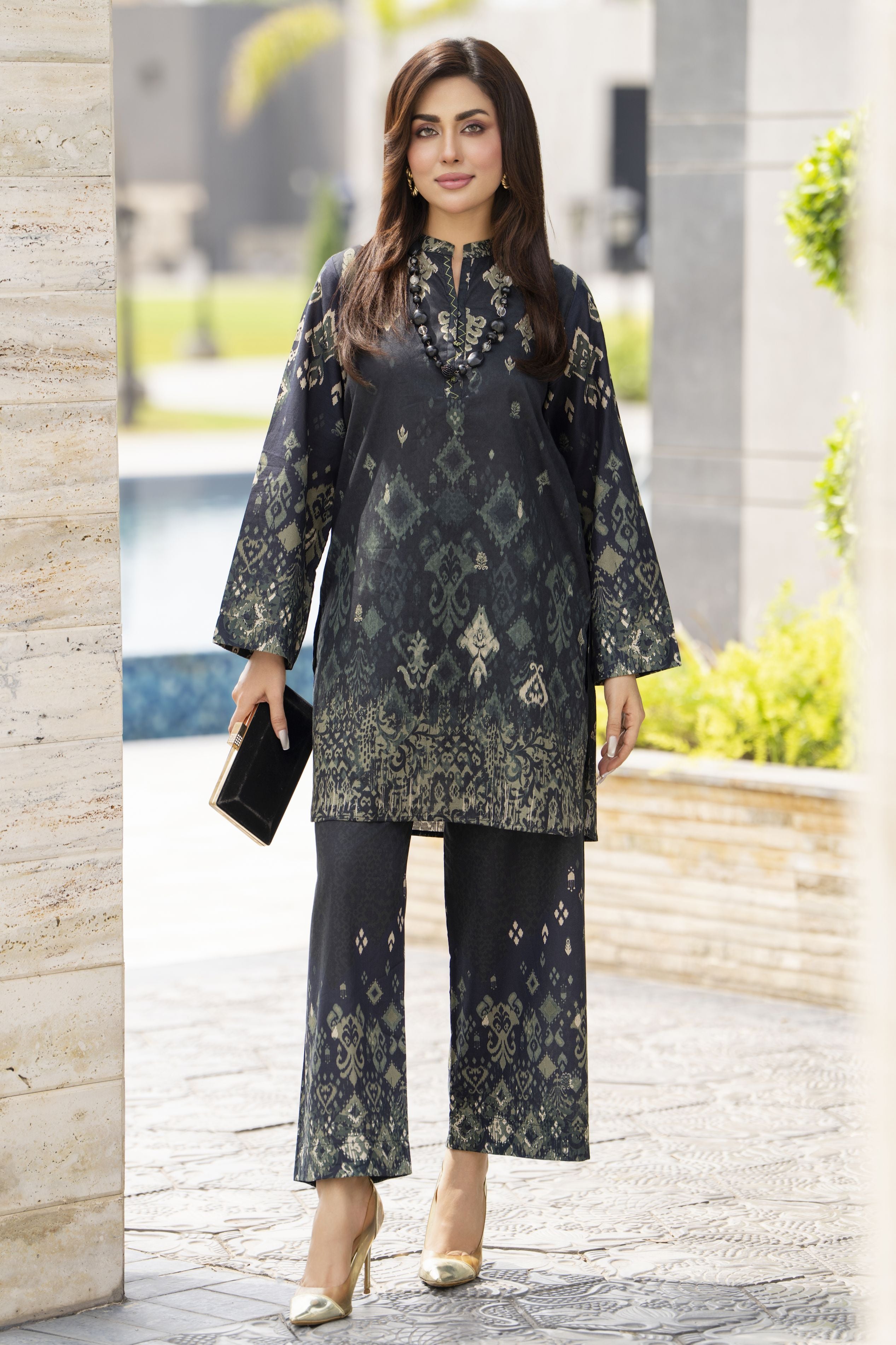 Dawn Petals by Sahar Dark-Toned Embroidered Co-ord Set DPS2