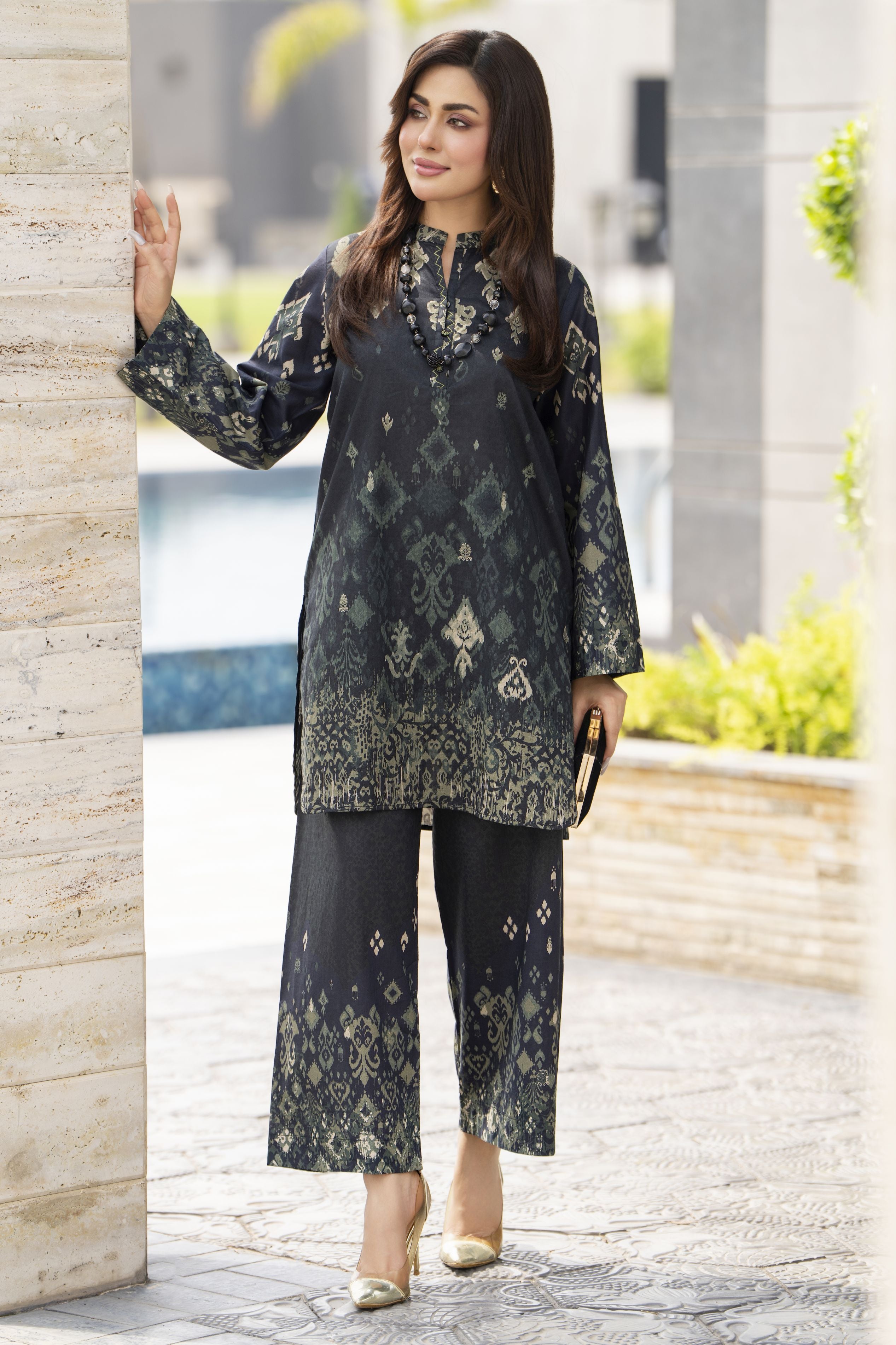 Dawn Petals by Sahar Dark-Toned Embroidered Co-ord Set DPS2