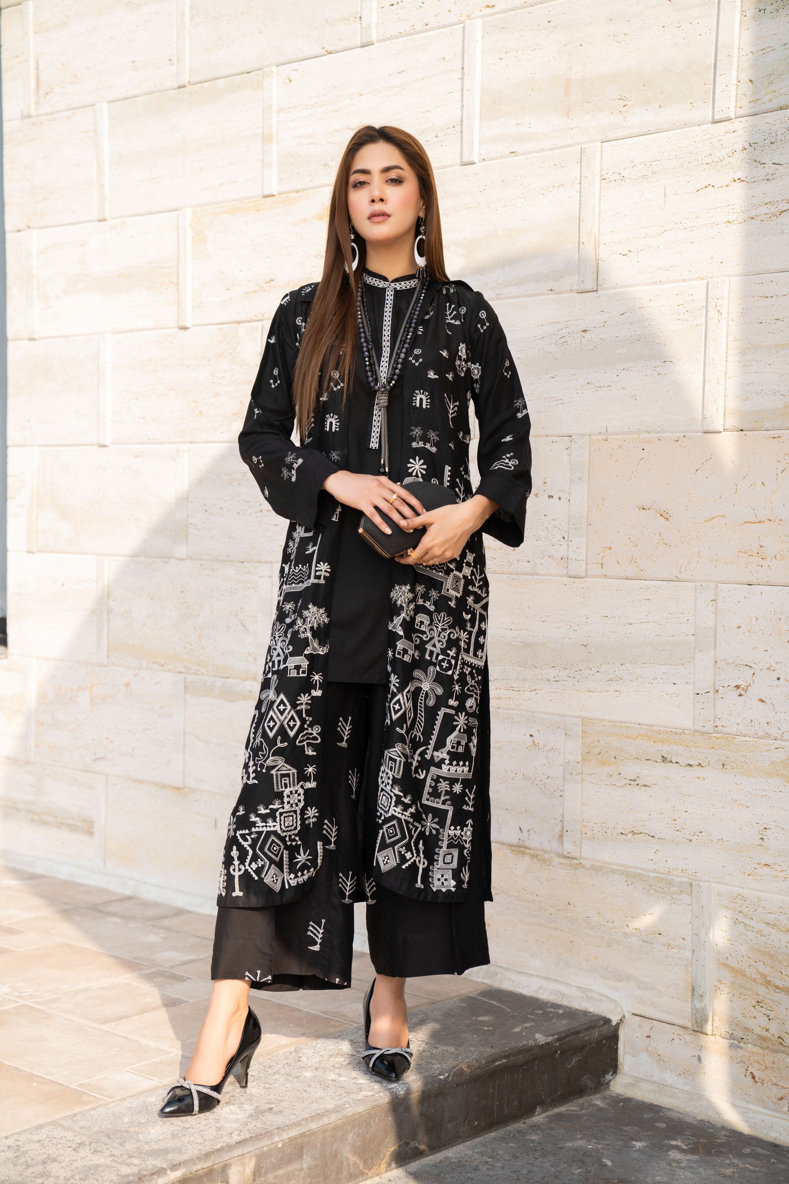 Vogue Vistas Linen Embroidered Dress by Zaiwa ZB2