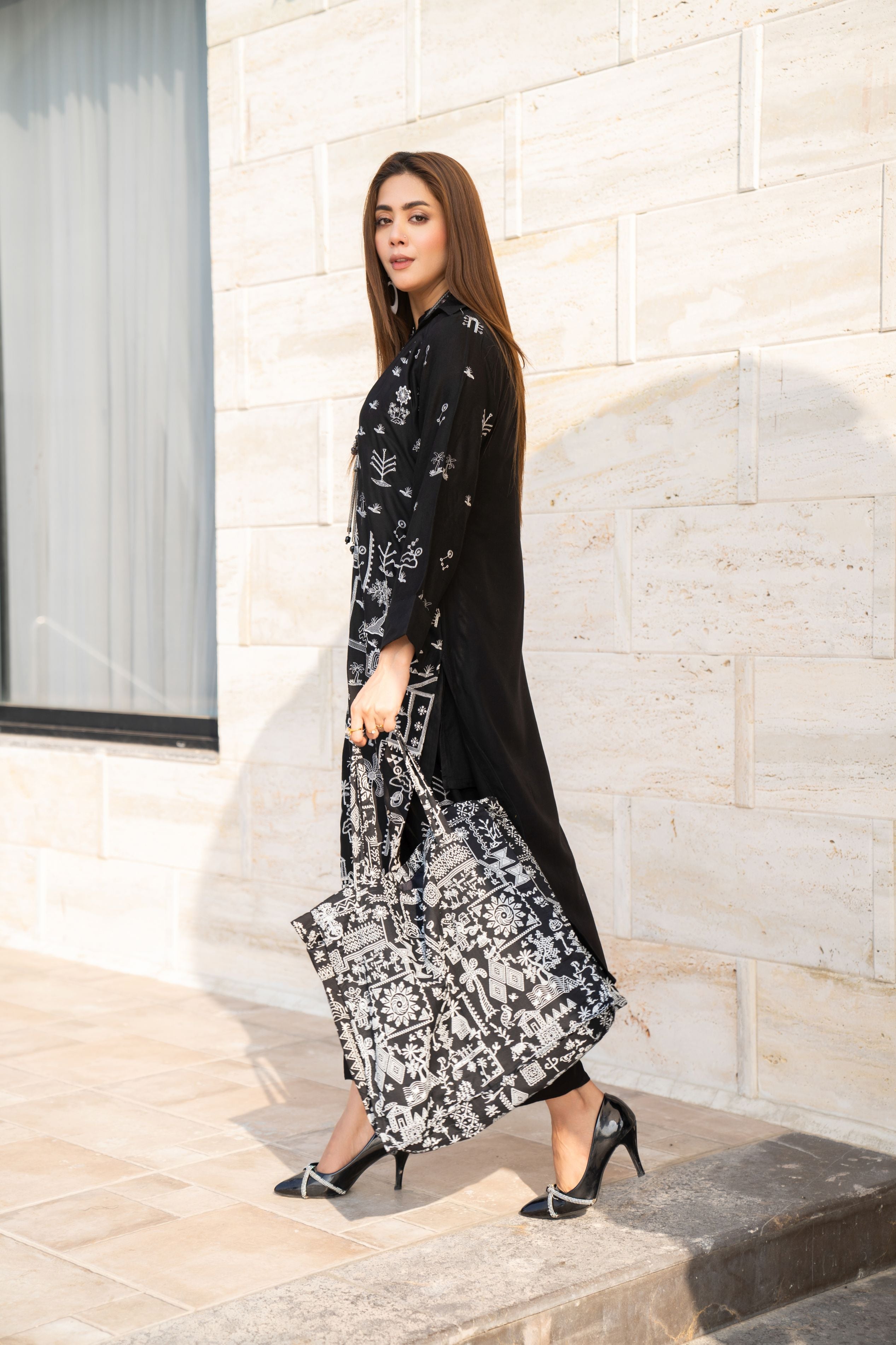 Vogue Vistas Linen Embroidered Dress by Zaiwa ZB2