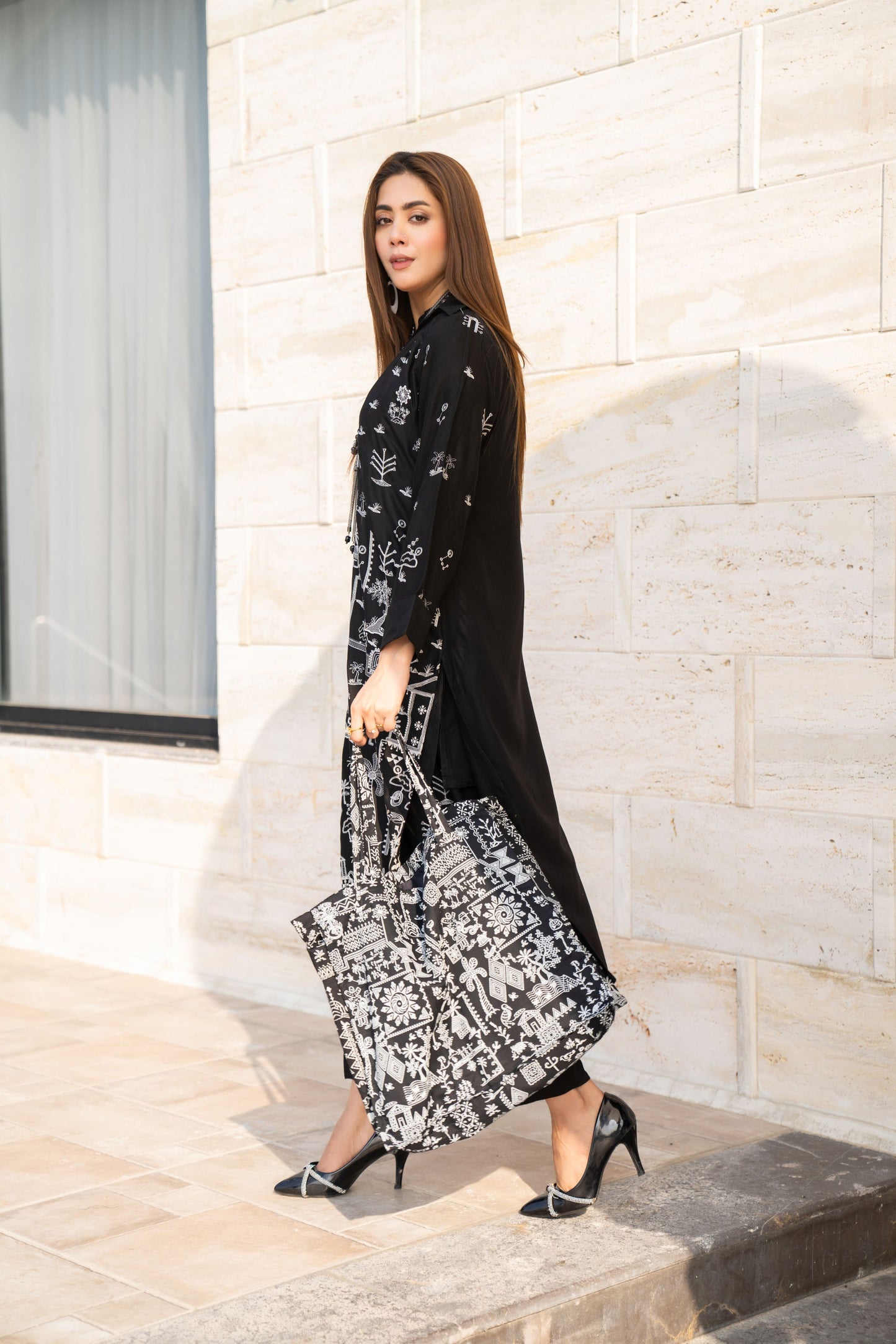 Vogue Vistas Linen Embroidered Dress by Zaiwa ZB2