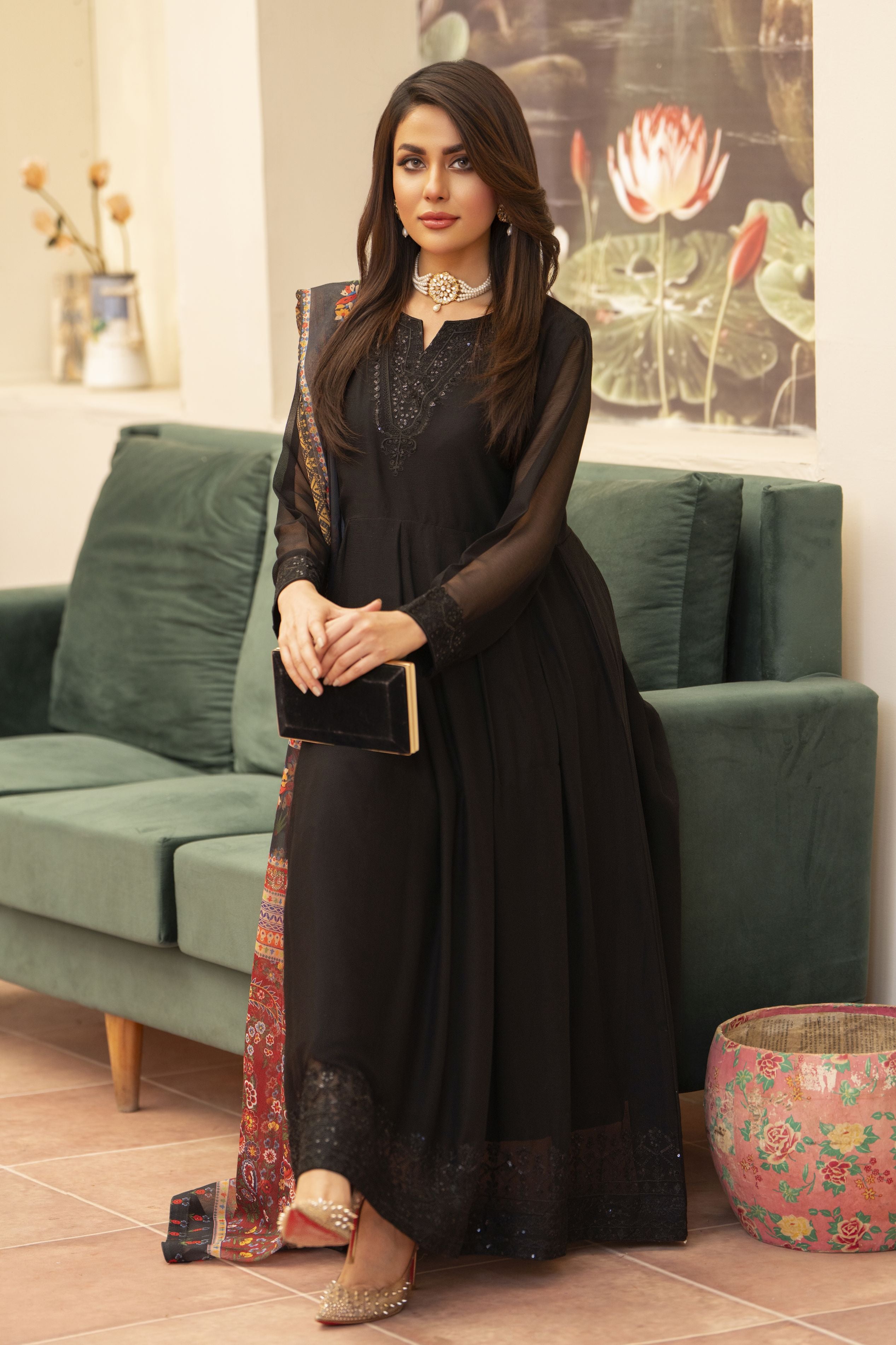Black Long Frock by Bahaar e Gul Warun BGW04