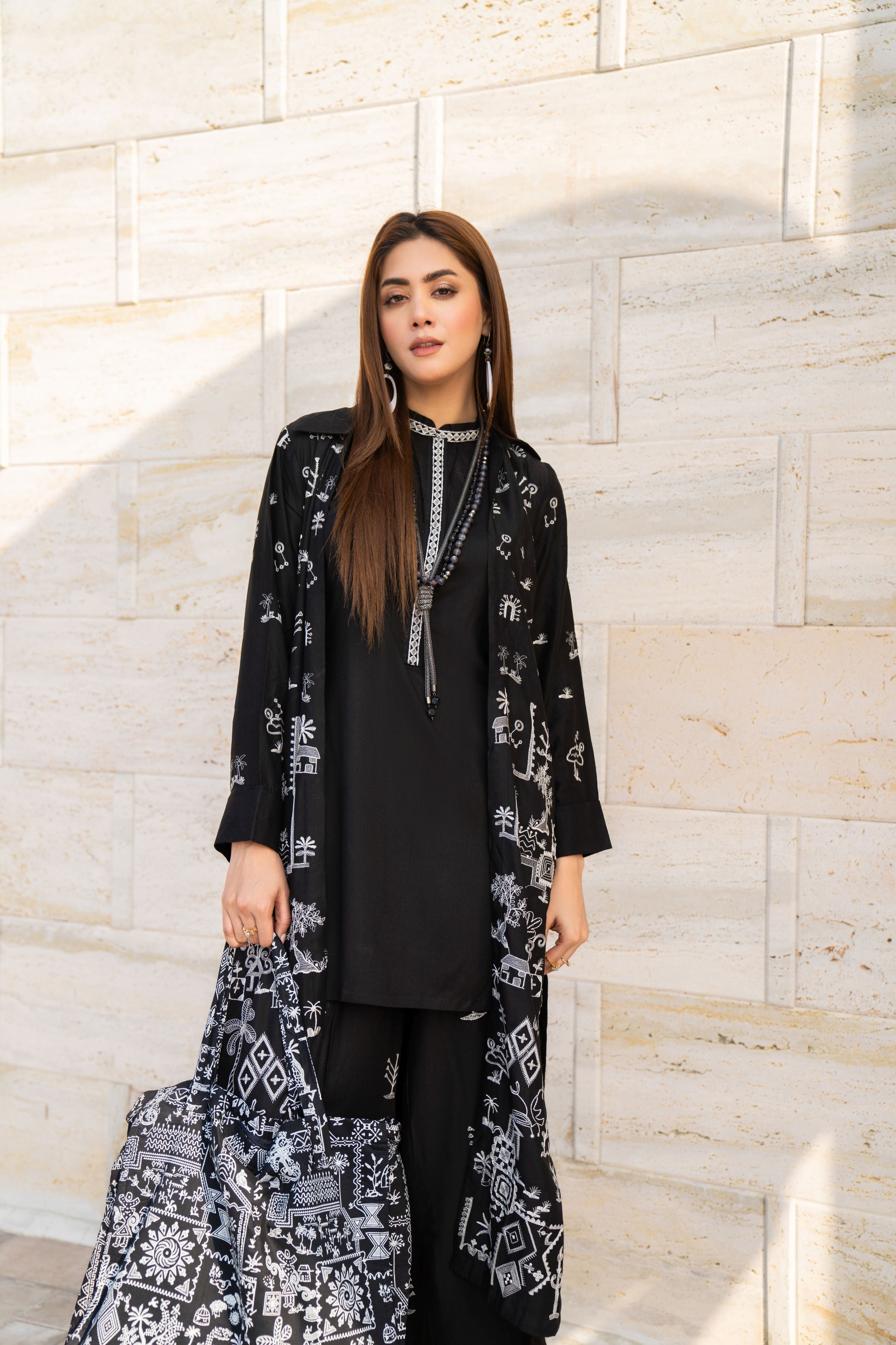 Vogue Vistas Linen Embroidered Dress by Zaiwa ZB2