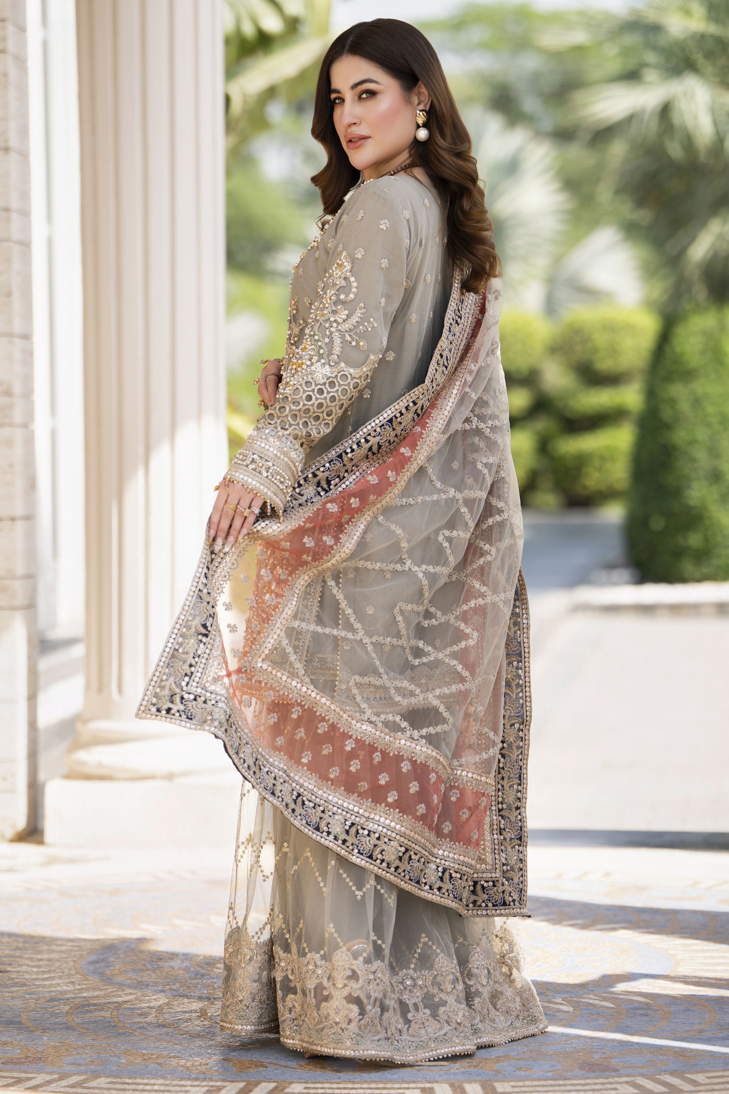 Shaadi by Silver Net Handwork Formal Gharara Set SXS7