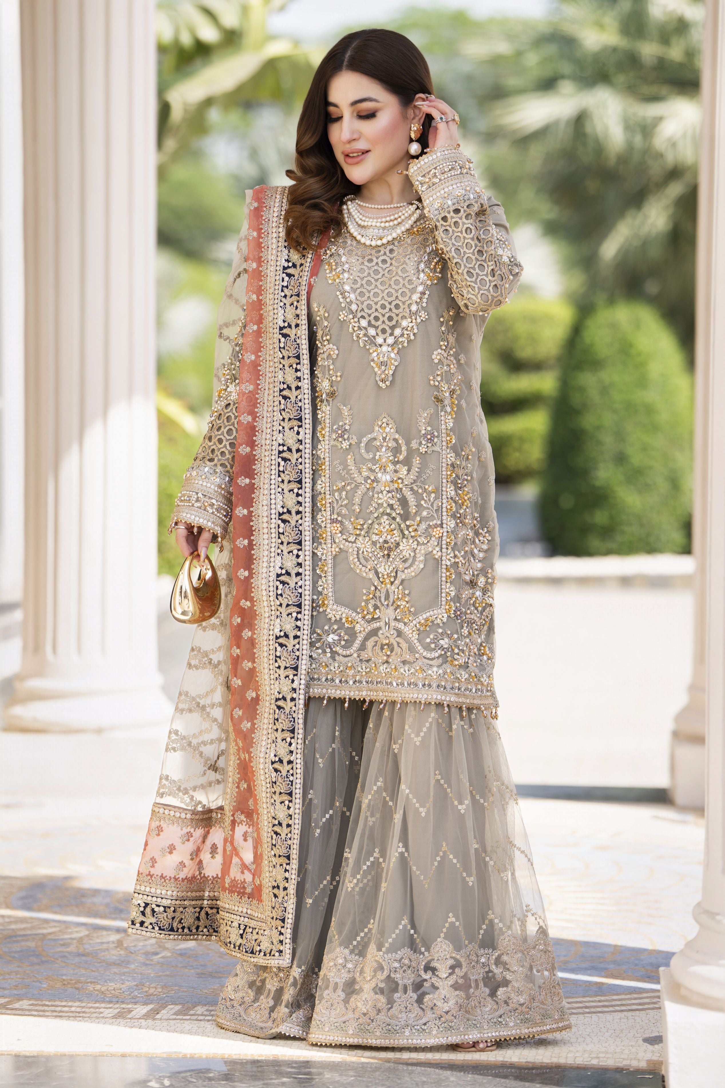 Shaadi by Silver Net Handwork Formal Gharara Set SXS7