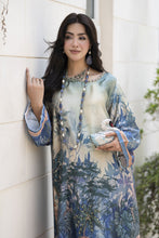 Aleezay 2pc Hand-Embellished Scenic Print Silk Kaftan – AKF9