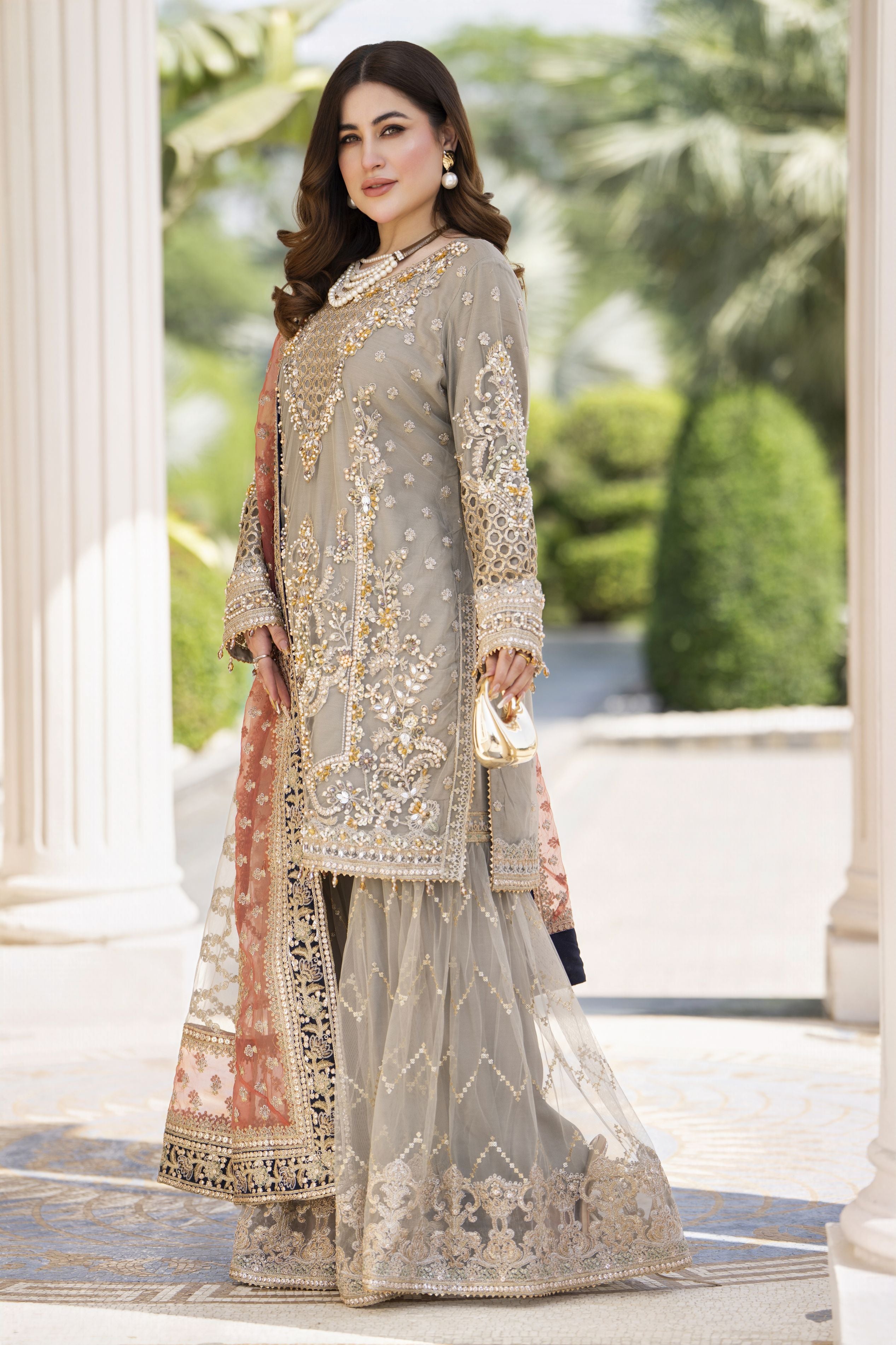 Shaadi by Silver Net Handwork Formal Gharara Set SXS7