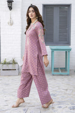 2pc  Mauve Embroidered Jacquard Lawn Farshi Shalwar Suit by Zaiwa – LTZ1