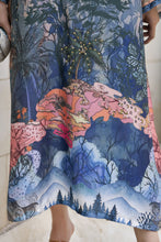 Aleezay 2pc Hand-Embellished Scenic Print Silk Kaftan – AKF9