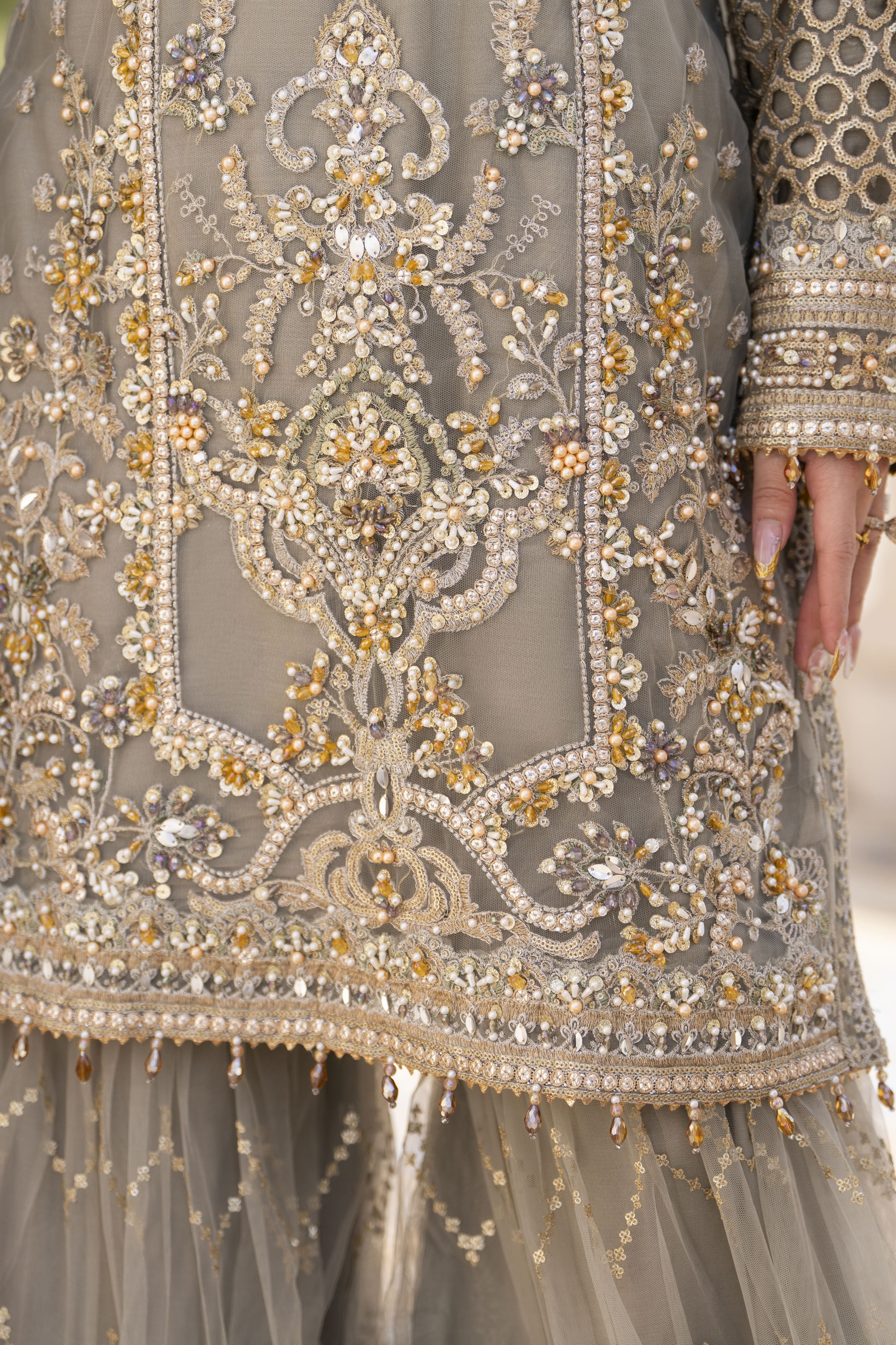 Shaadi by Silver Net Handwork Formal Gharara Set SXS7