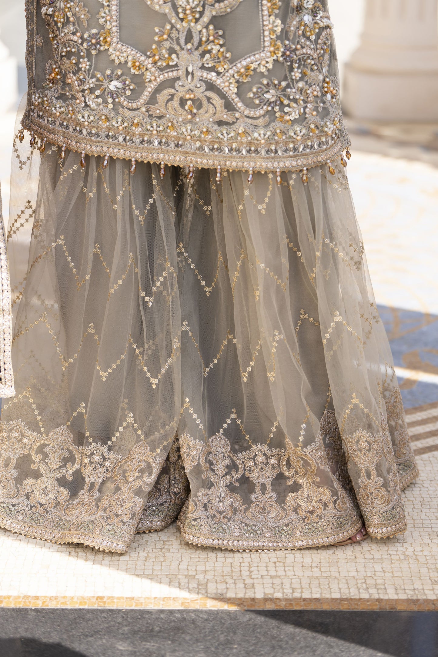 Shaadi by Silver Net Handwork Formal Gharara Set SXS7