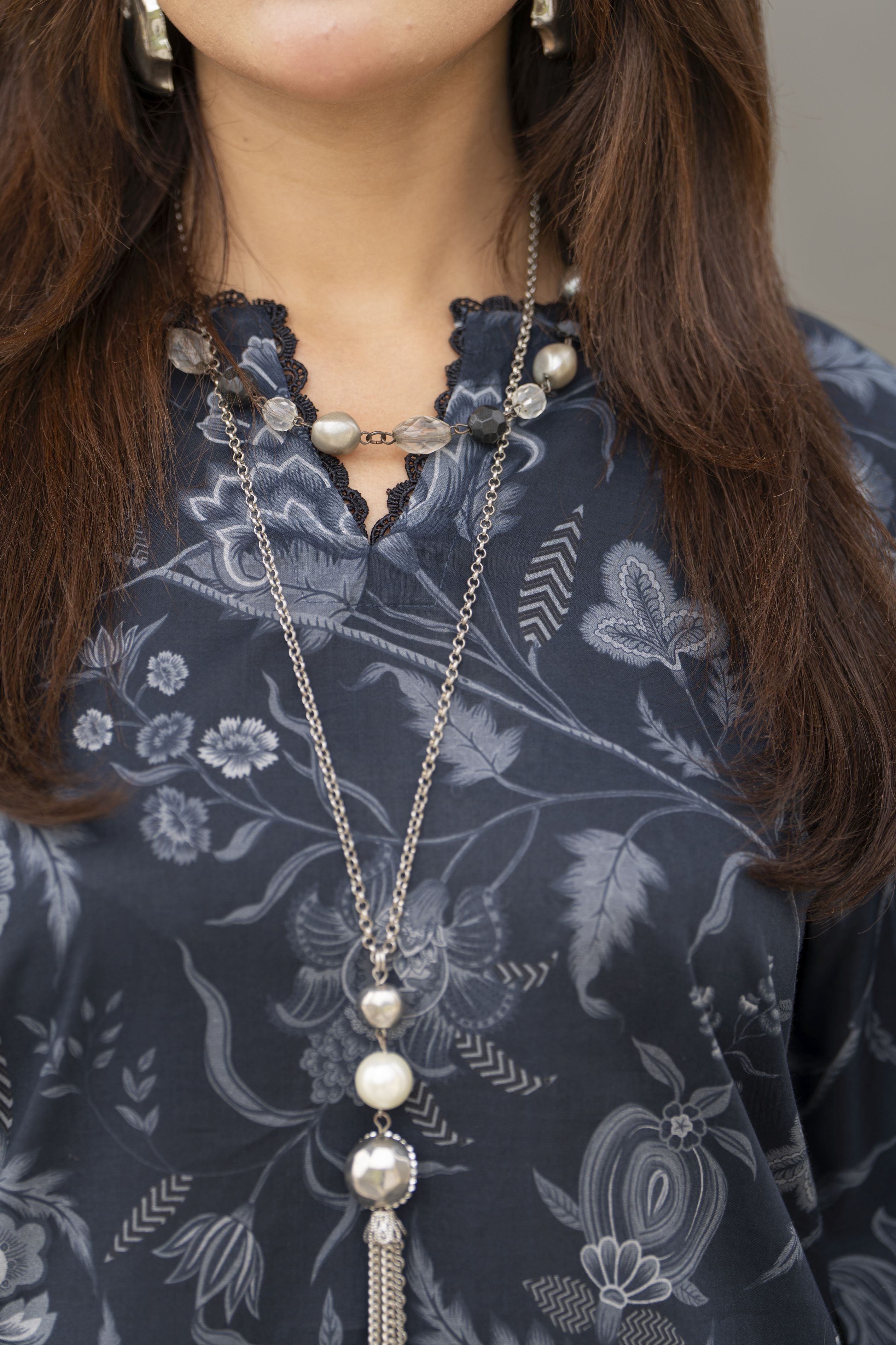 Dawn Petals by Sahar Black Printed Cambric Co-ord Set DPS1