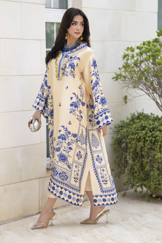 Aleezay 2pc Diamanté Charmeuse Silk Kaftan – AKF1
