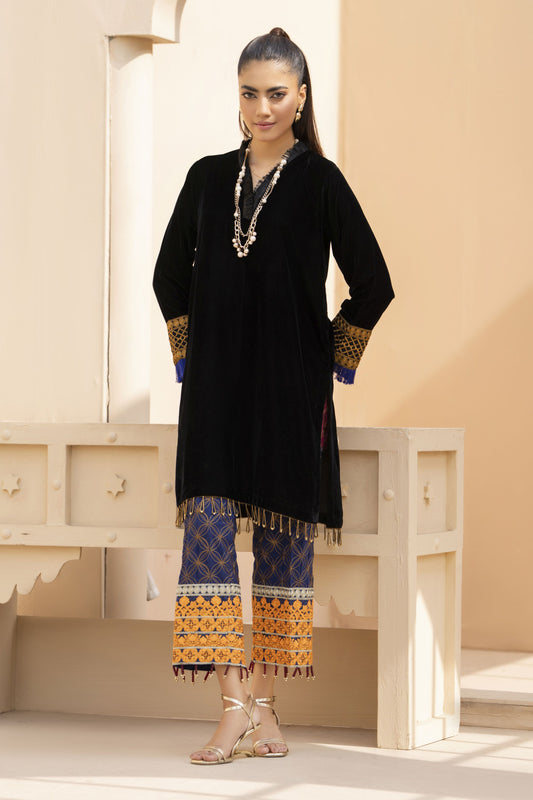 Opera Luxury Black Velvet Ready to Wear 2 Pcs Dress by Gulwarun GW382