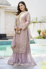 Shaadi by Silver Chiffon Handwork Long Shirt with Net Sharara SXS8