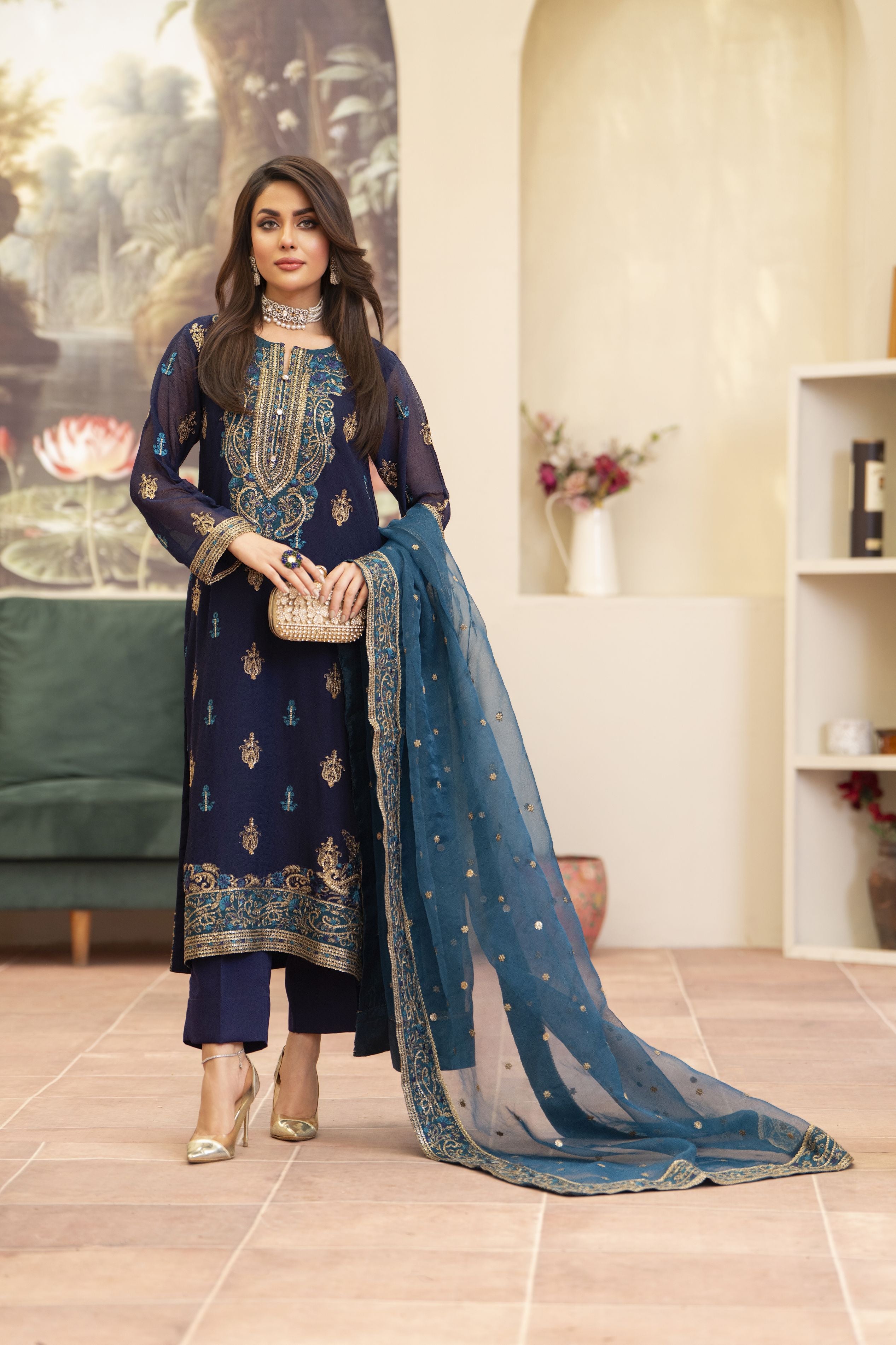Navy Blue 3PC Dress | Bahaar e Gul Warun BGW01