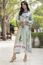 Aleezay 2pc Hand-Embellished Mint Floral Silk Kaftan – AKF6