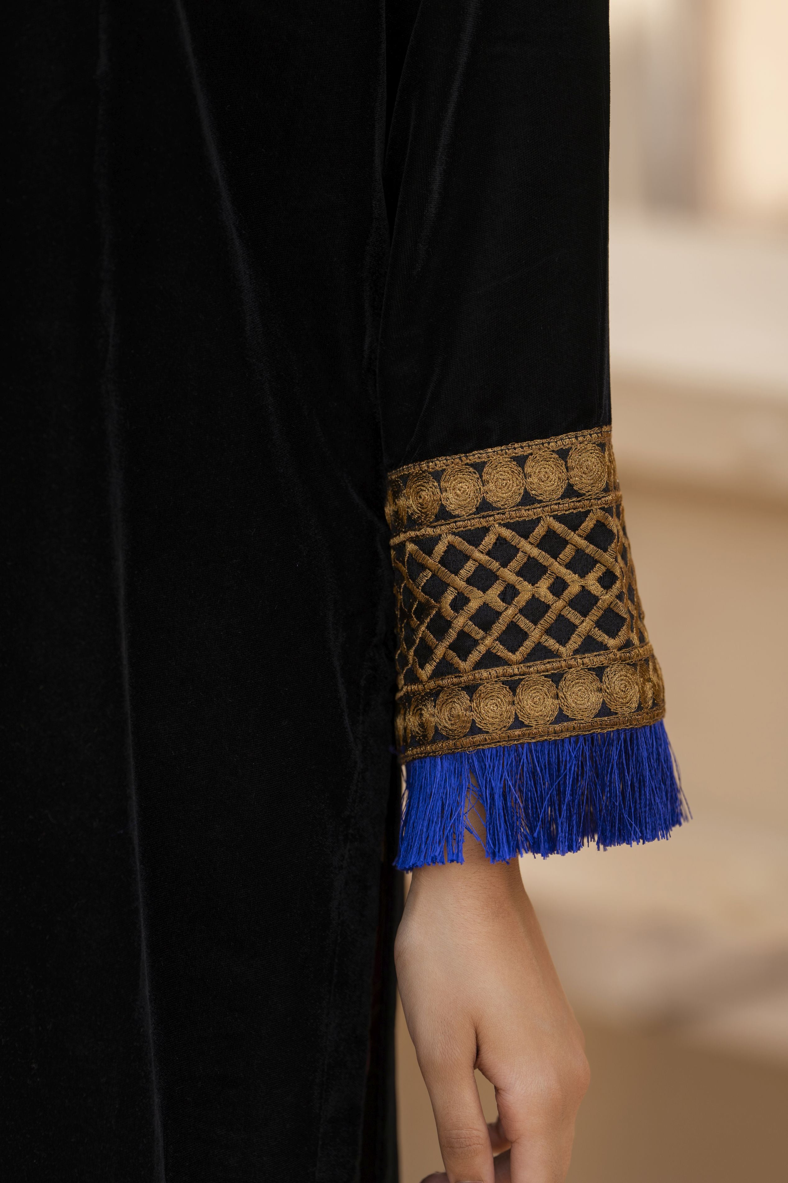 Opera Luxury Black Velvet Ready to Wear 2 Pcs Dress by Gulwarun GW382