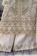 Zaiwaraat by Arwah – Off White Handworked Net Shirt with Sequin Sharara – ZWR15