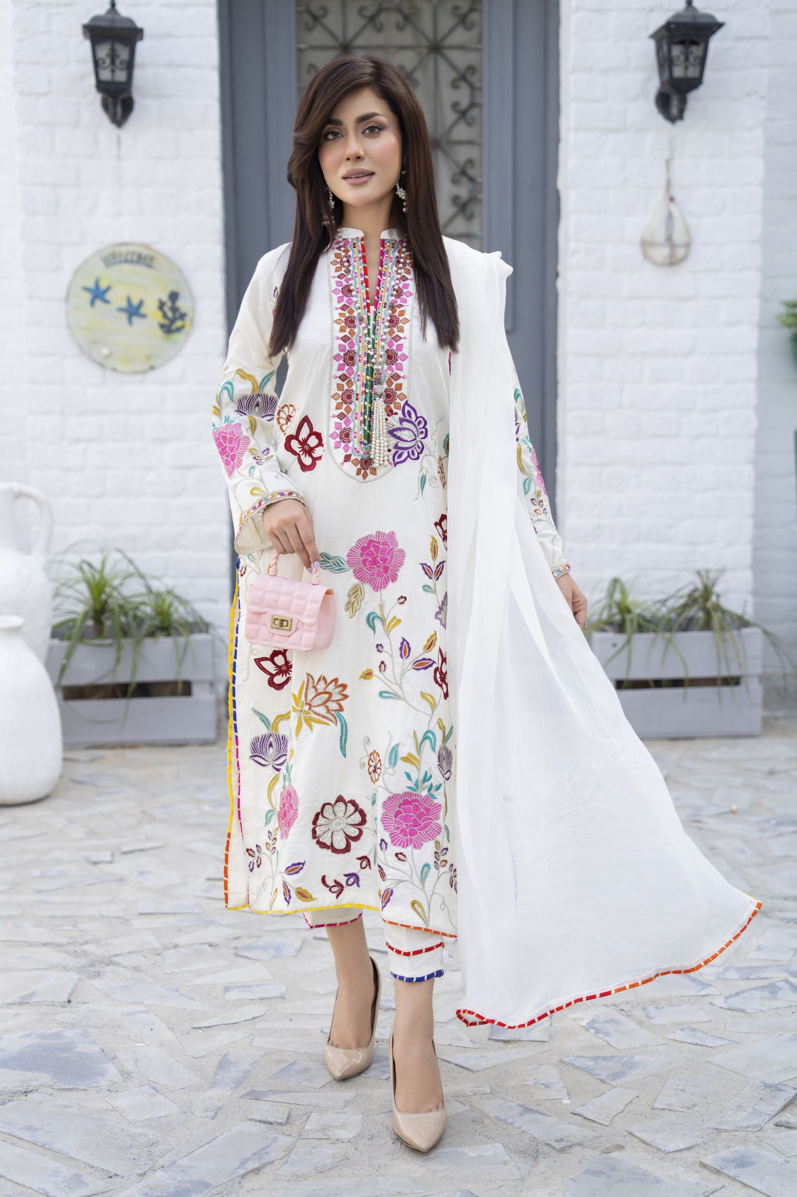 Zaiwa Ivory Linen 3pc Ready to Wear Designer Womens Dress | Sku Code: ZBRW12