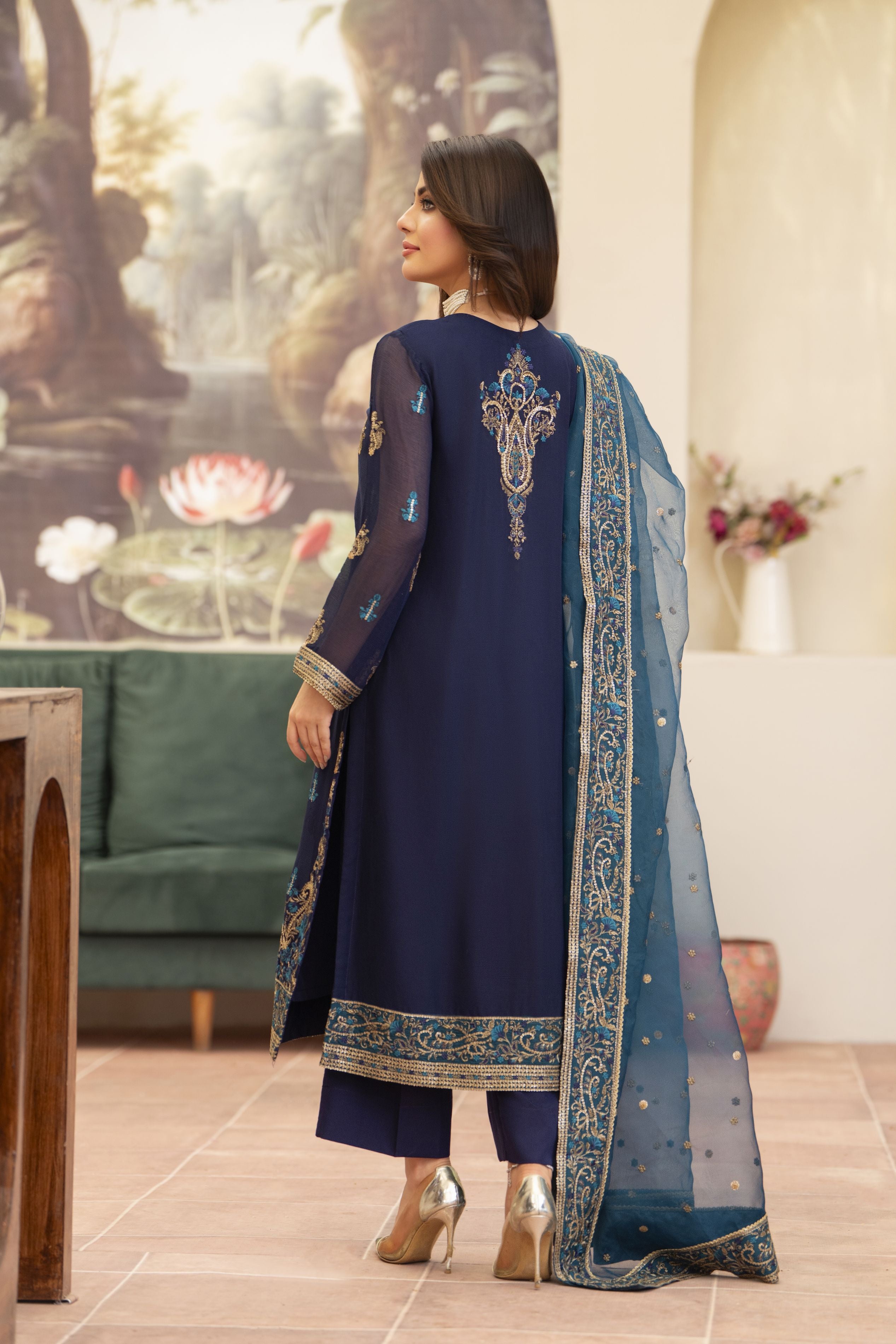 Navy Blue 3PC Dress | Bahaar e Gul Warun BGW01