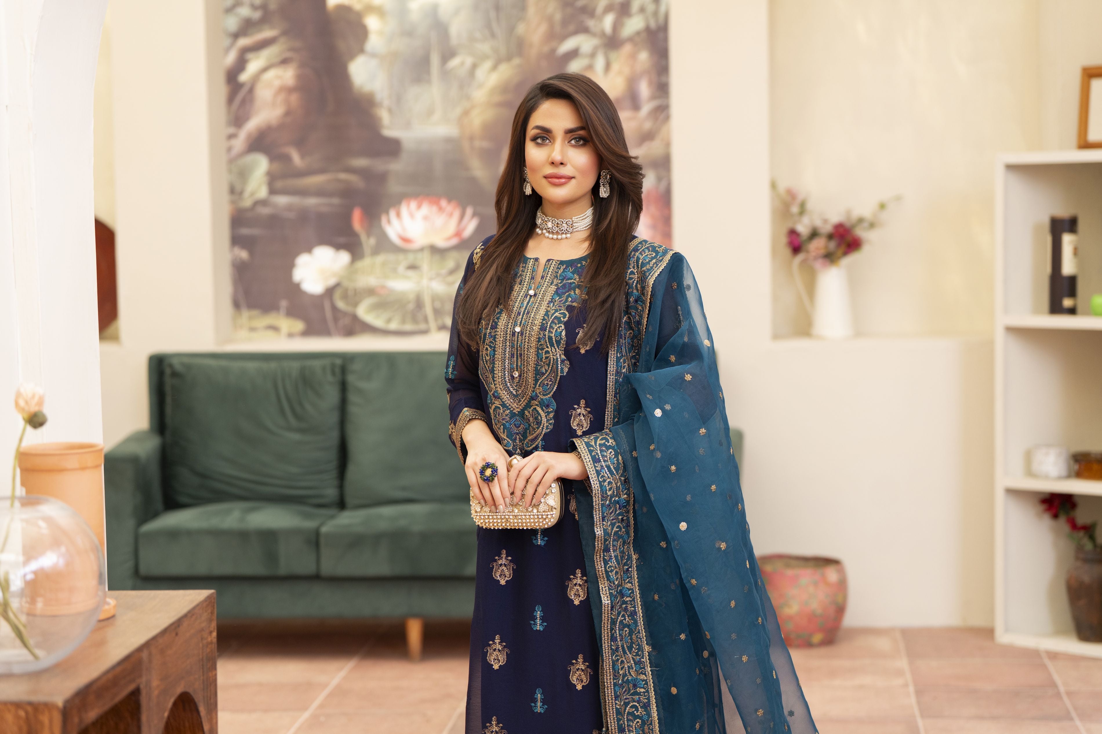 Navy Blue 3PC Dress | Bahaar e Gul Warun BGW01