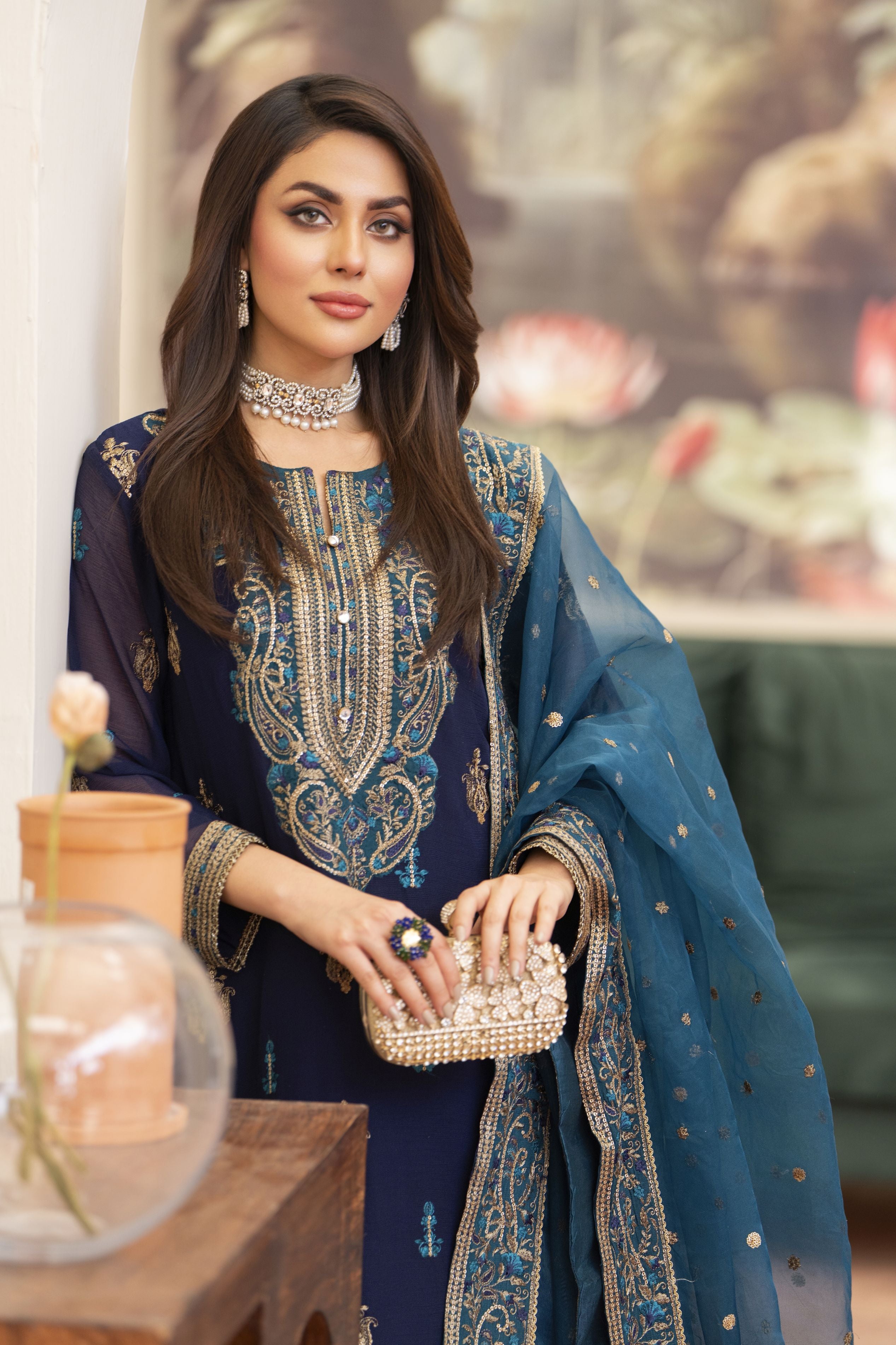 Navy Blue 3PC Dress | Bahaar e Gul Warun BGW01