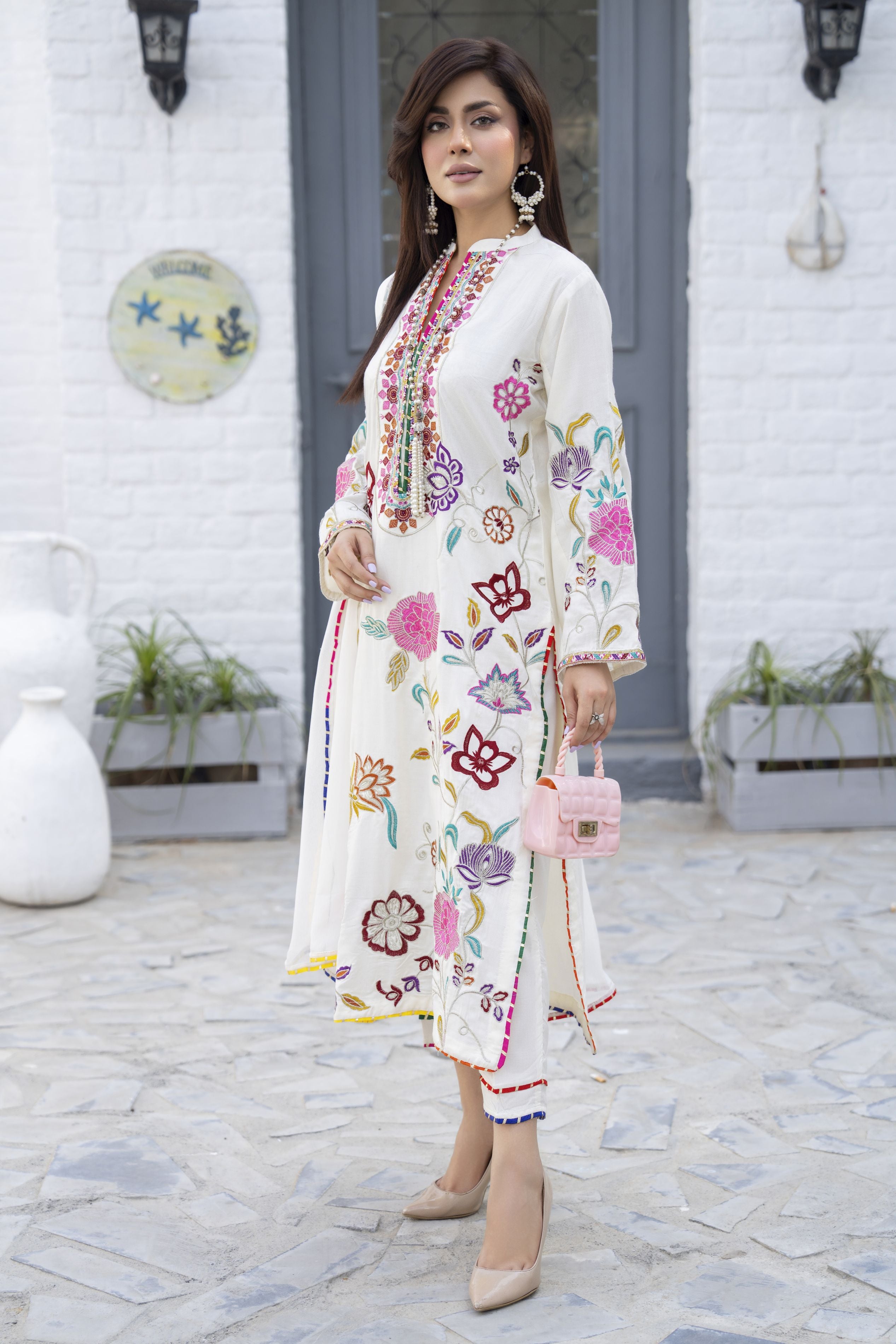 Zaiwa Ivory Linen 3pc Ready to Wear Designer Womens Dress | Sku Code: ZBRW12