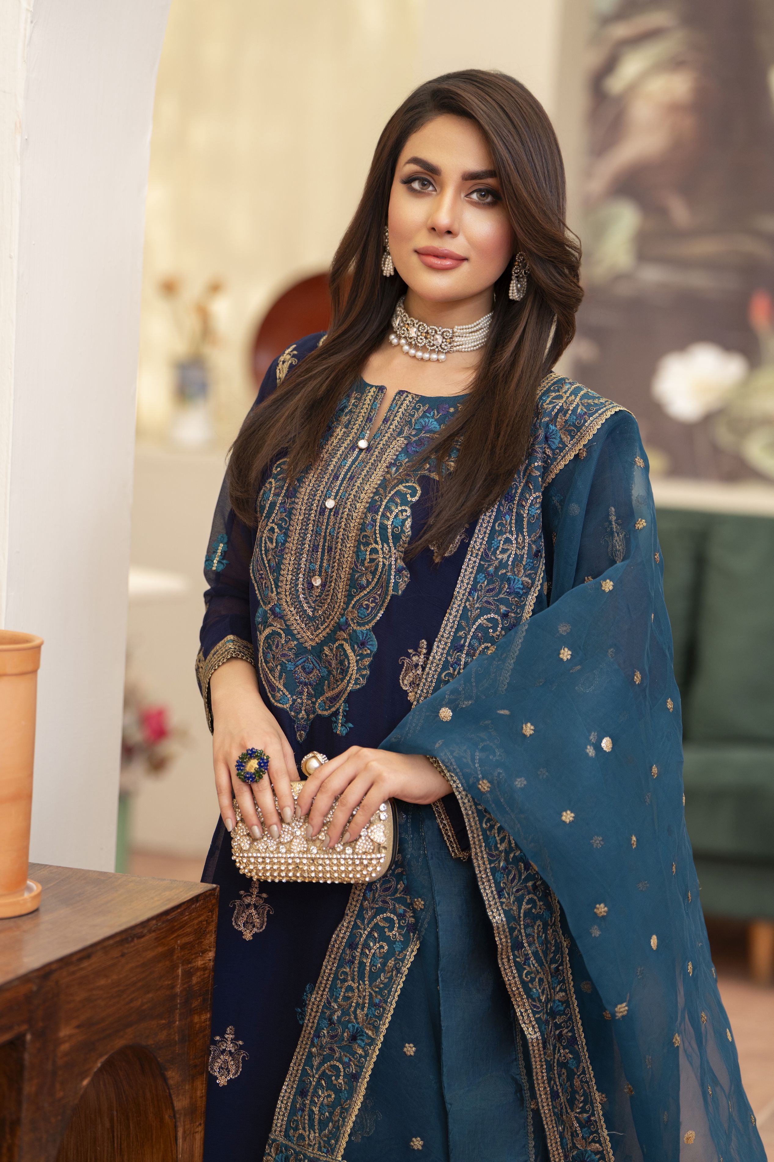 Navy Blue 3PC Dress | Bahaar e Gul Warun BGW01