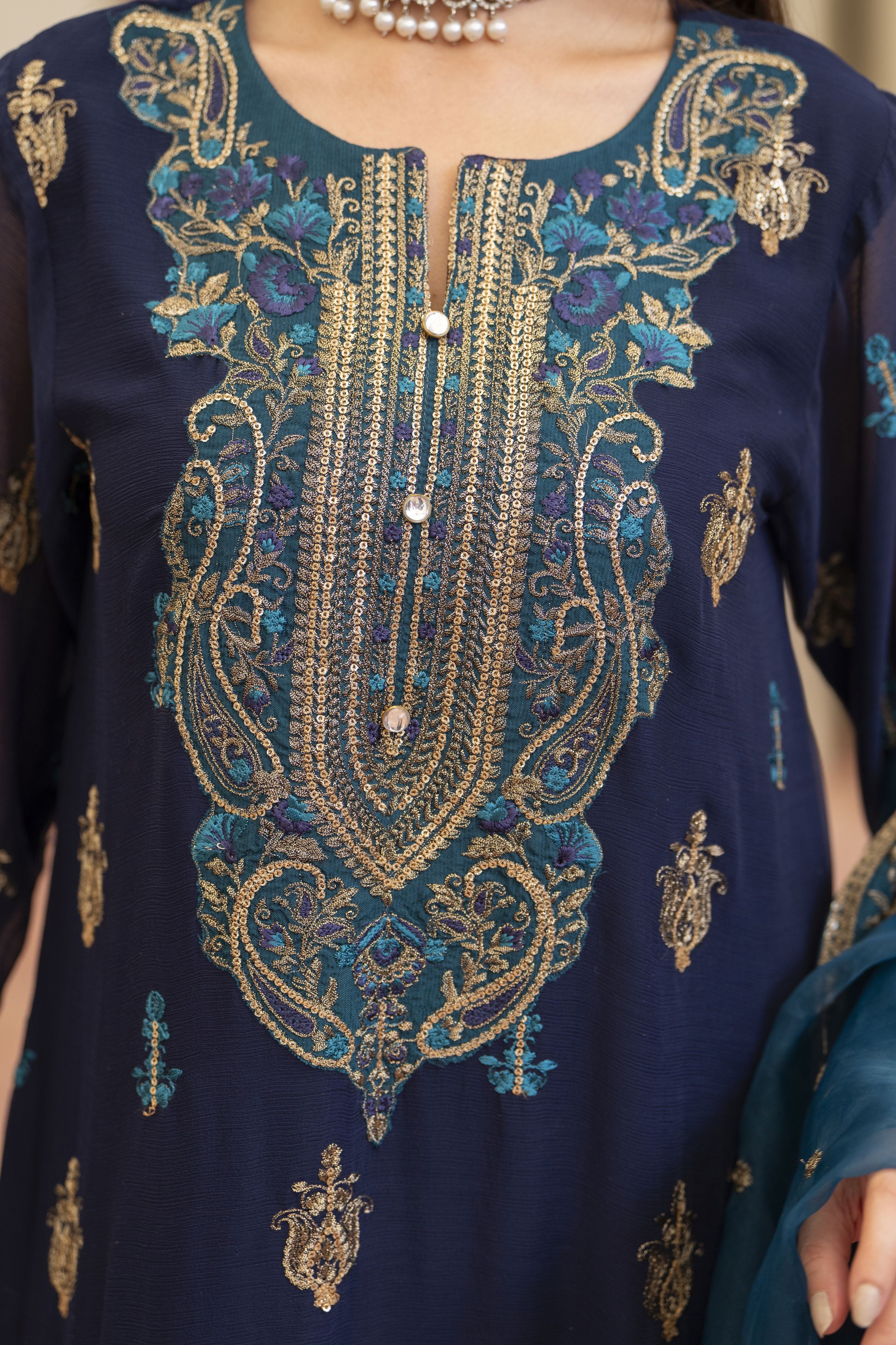 Navy Blue 3PC Dress | Bahaar e Gul Warun BGW01