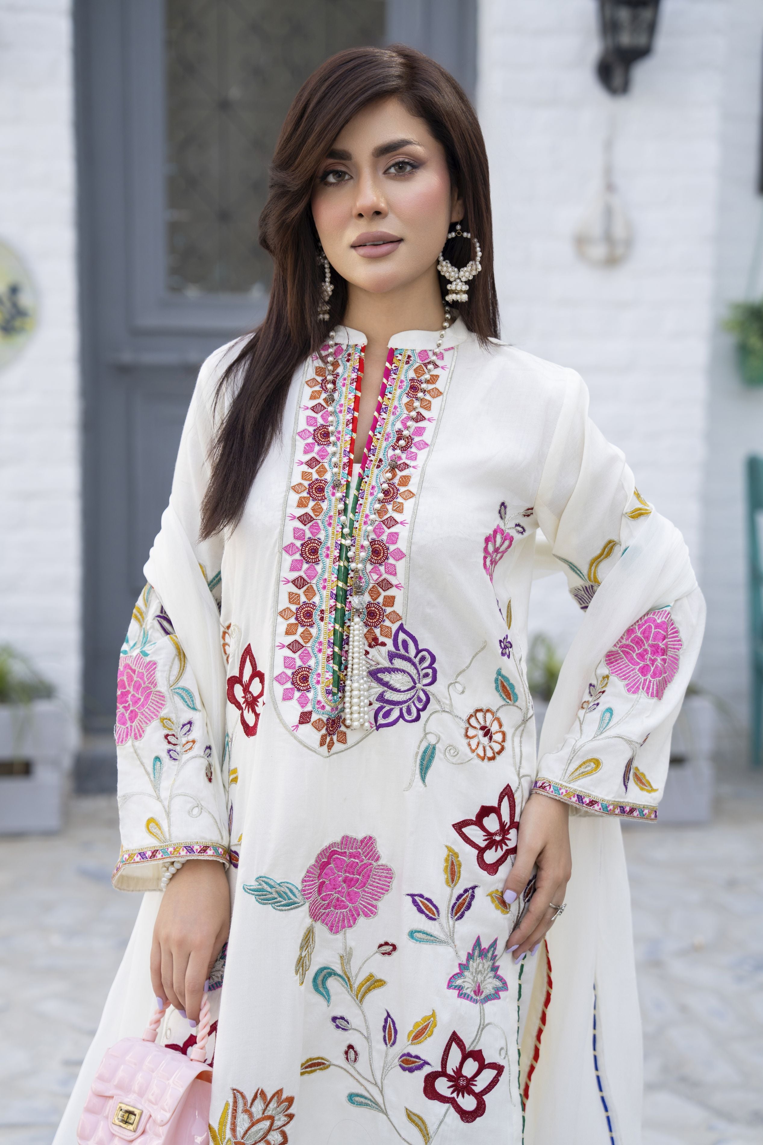 Zaiwa Ivory Linen 3pc Ready to Wear Designer Womens Dress | Sku Code: ZBRW12