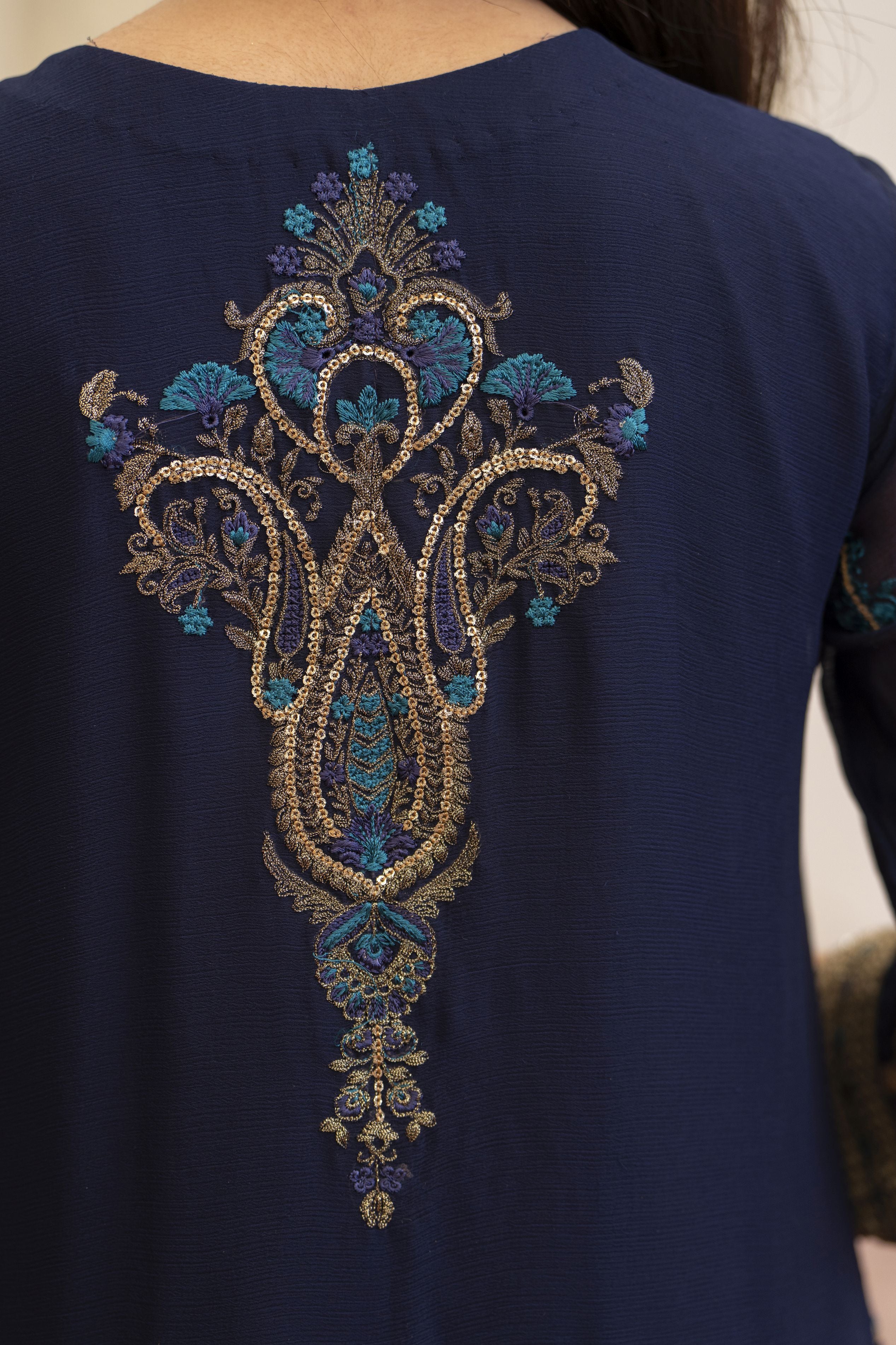 Navy Blue 3PC Dress | Bahaar e Gul Warun BGW01