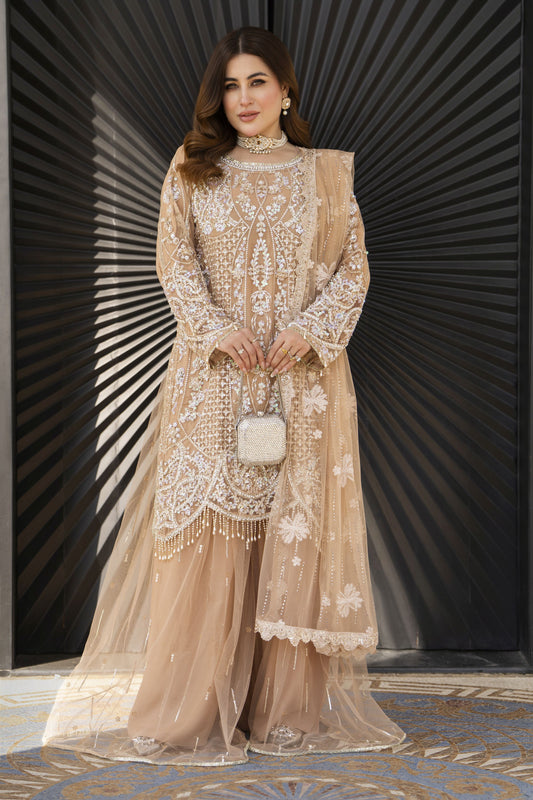 Shaadi by Silver Embroidered Net Handwork Sharara Set SXS1