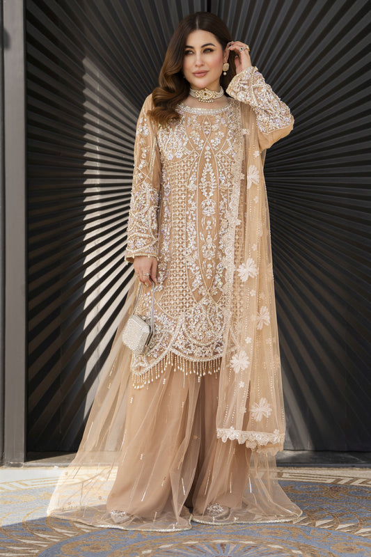 Shaadi by Silver Embroidered Net Handwork Sharara Set SXS1