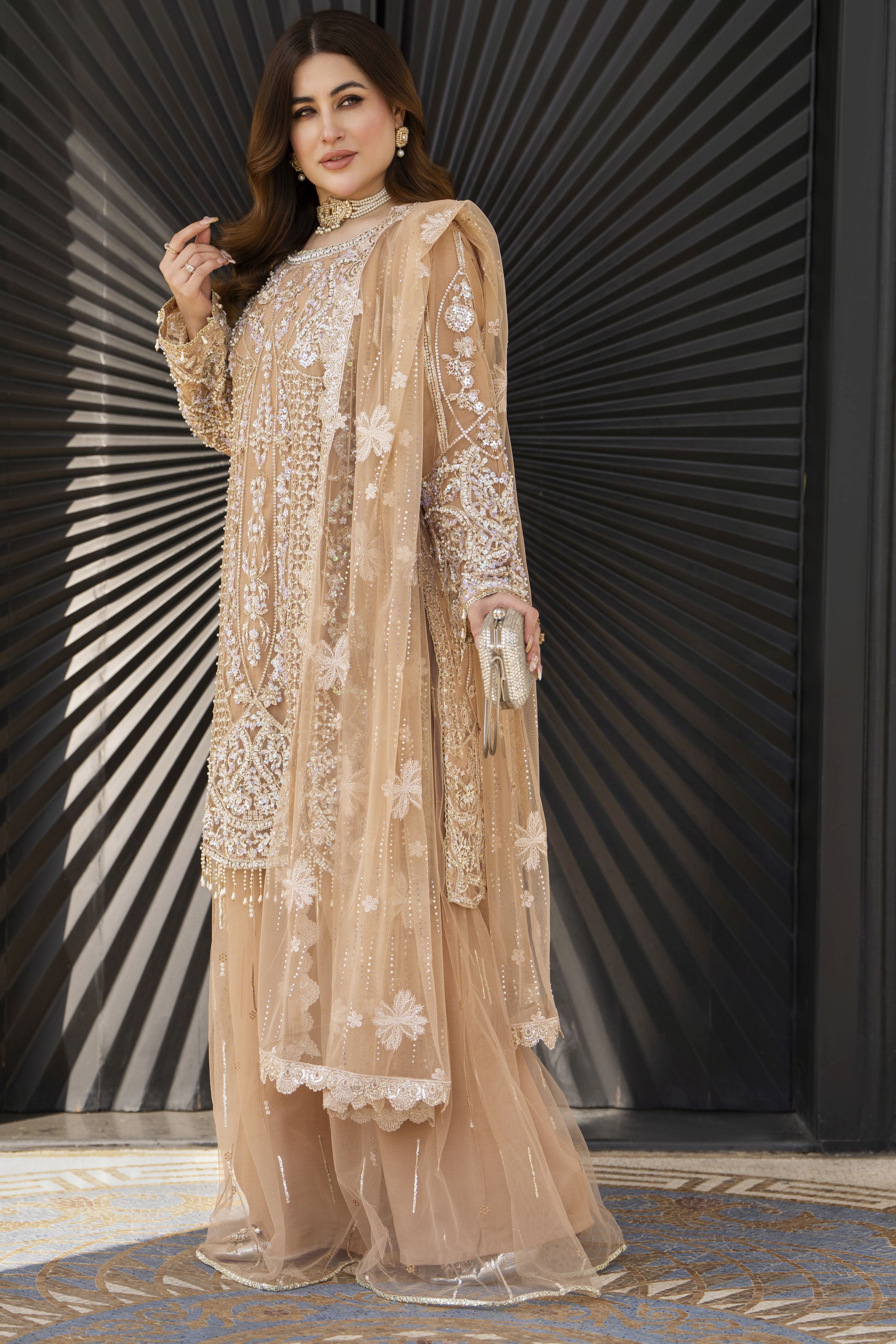 Shaadi by Silver Embroidered Net Handwork Sharara Set SXS1