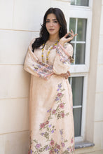 Aleezay 2pc Hand-Embellished Cream Floral Silk Kaftan – AKF3