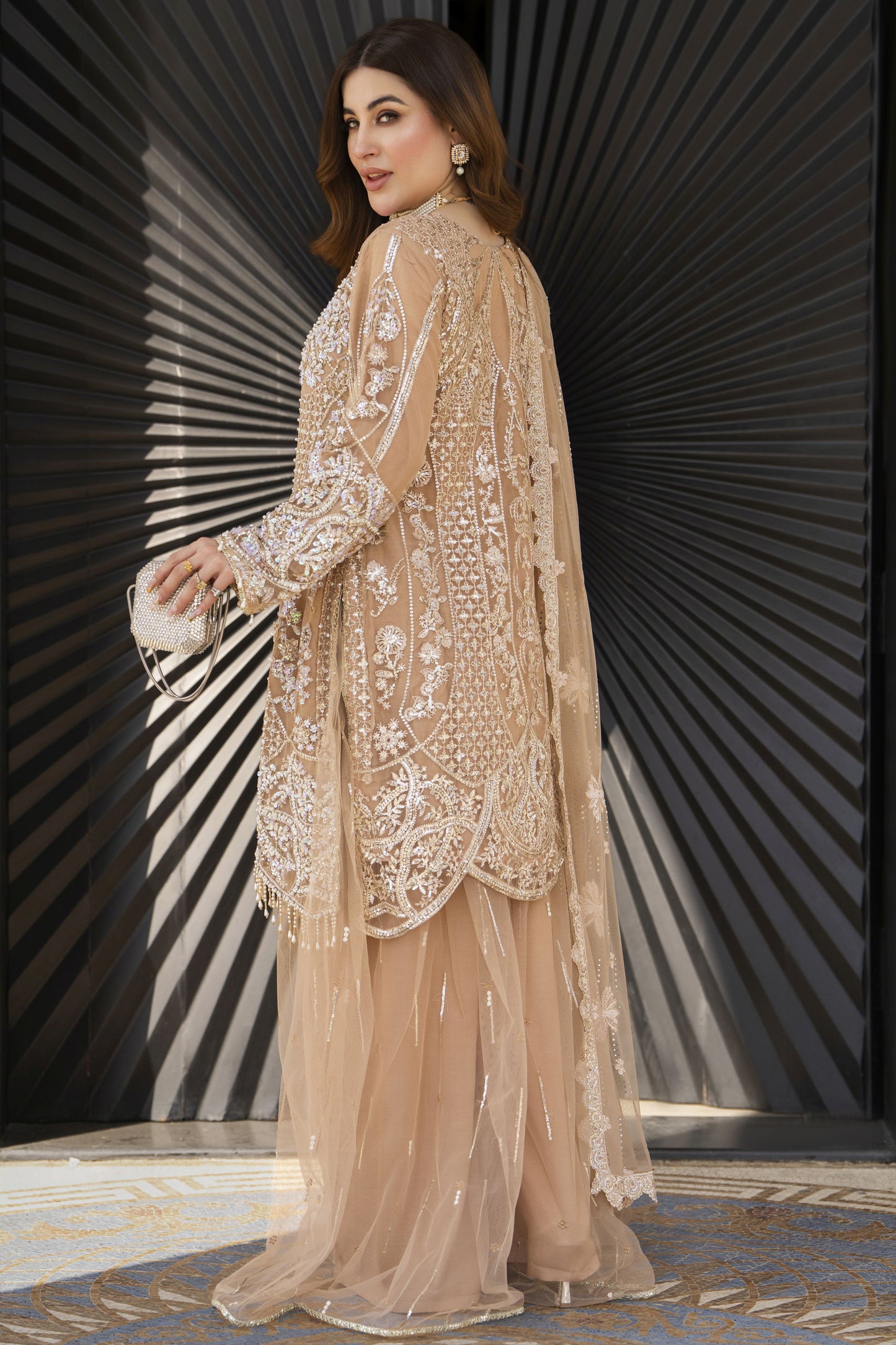 Shaadi by Silver Embroidered Net Handwork Sharara Set SXS1