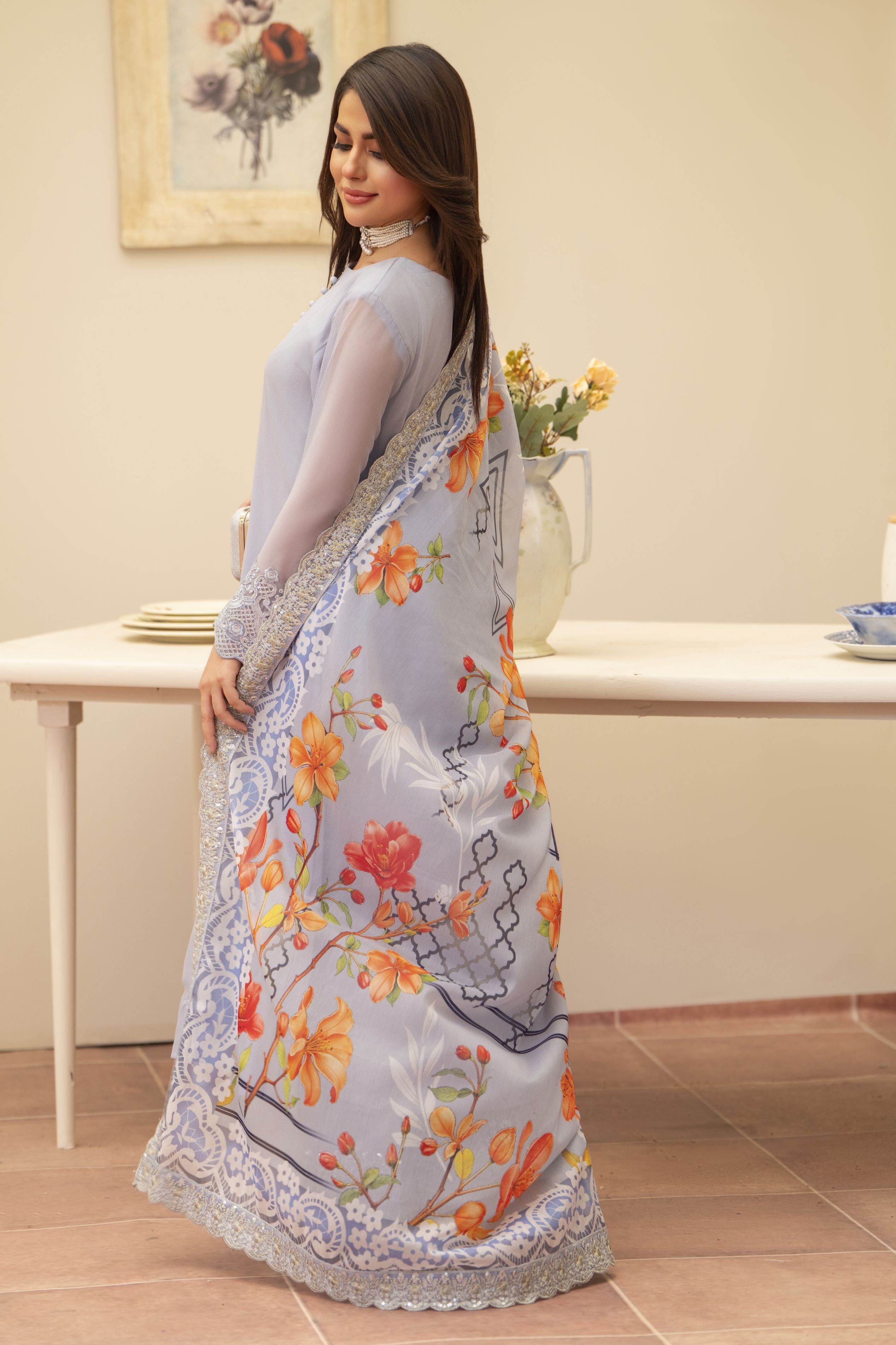 Lavender Long Frock Style 3PC Dress by Bahaar e Gul Warun BGW03