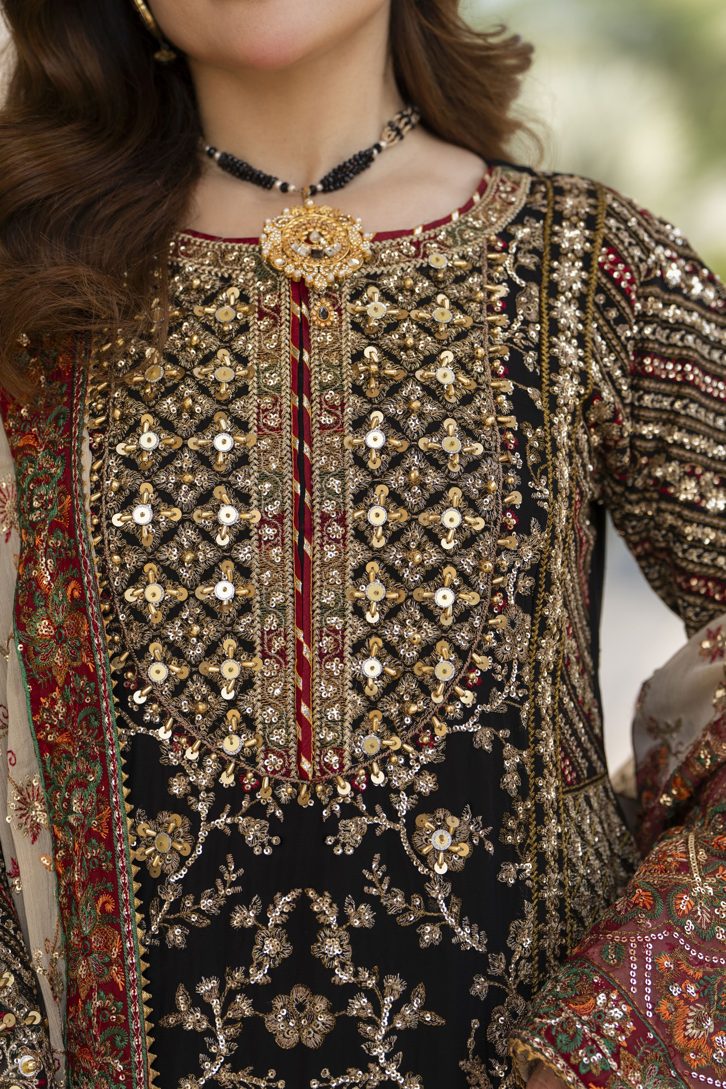 Shaadi by Silver Chiffon Handwork Black Formal Sharara Set SXS9