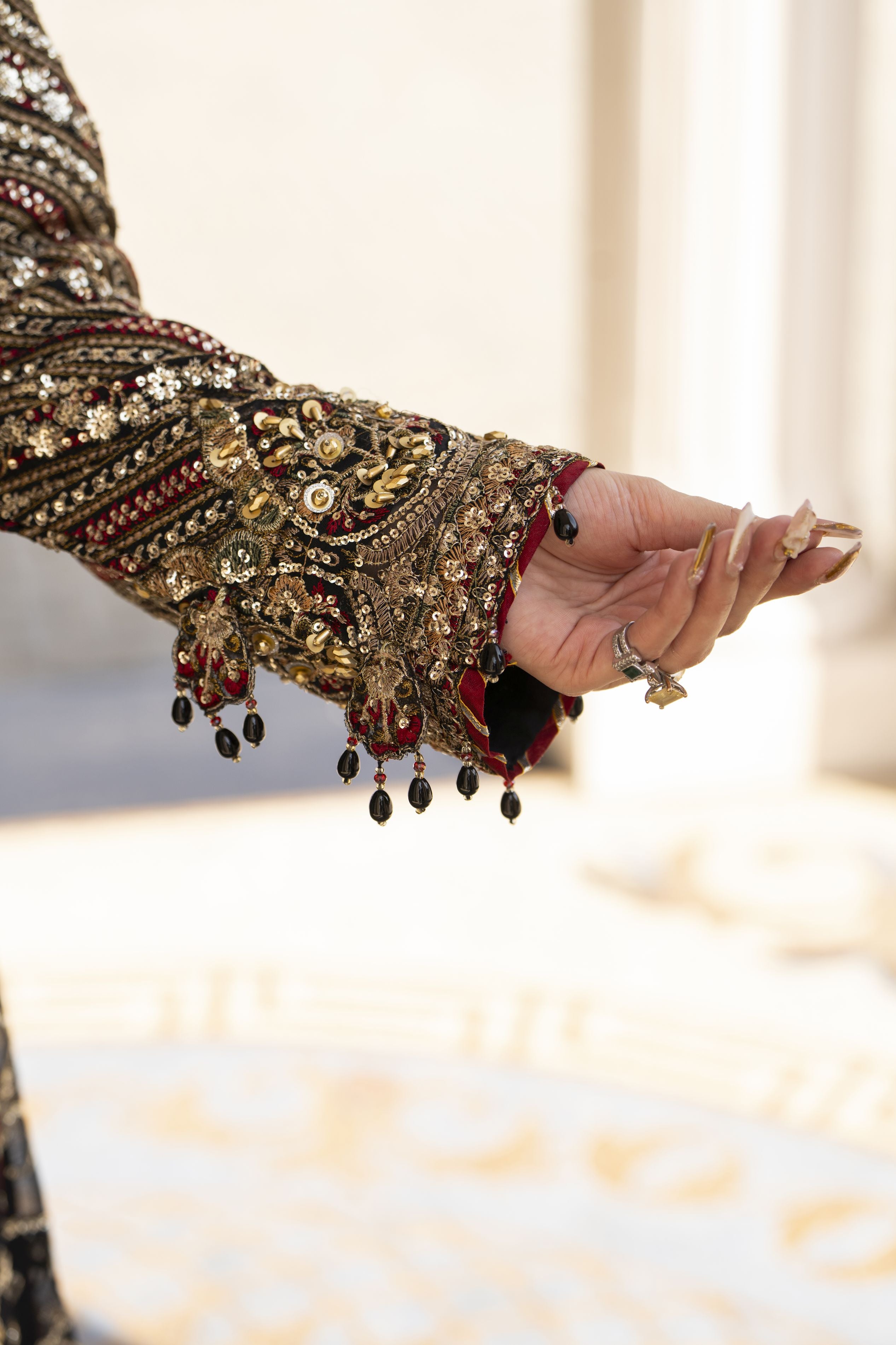 Shaadi by Silver Chiffon Handwork Black Formal Sharara Set SXS9