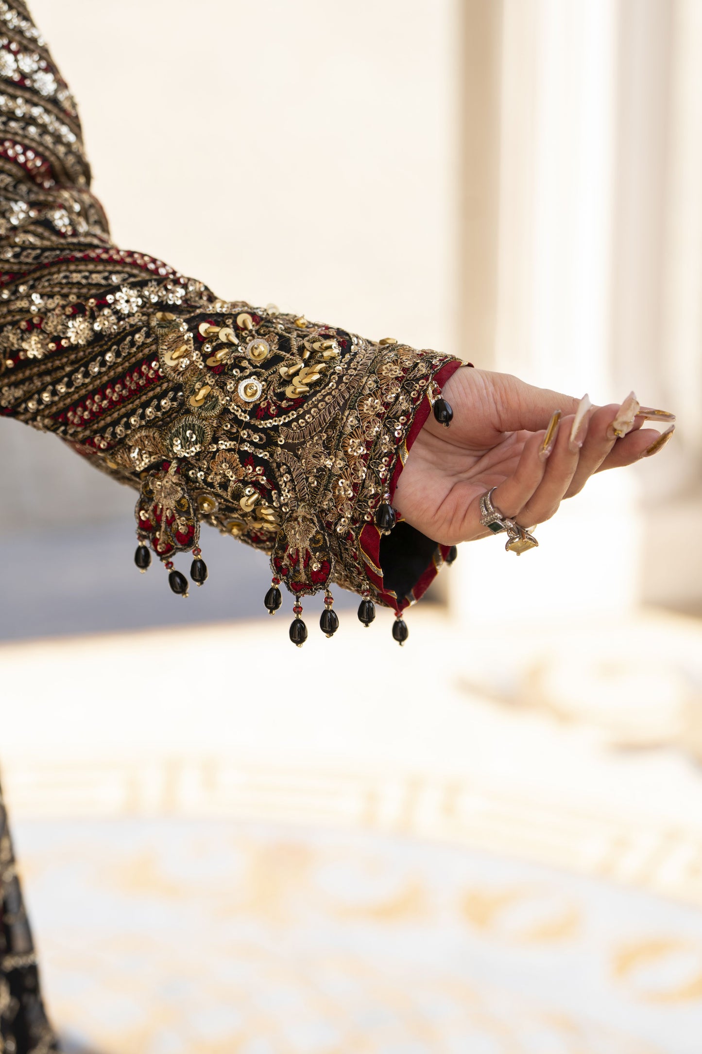 Shaadi by Silver Chiffon Handwork Black Formal Sharara Set SXS9