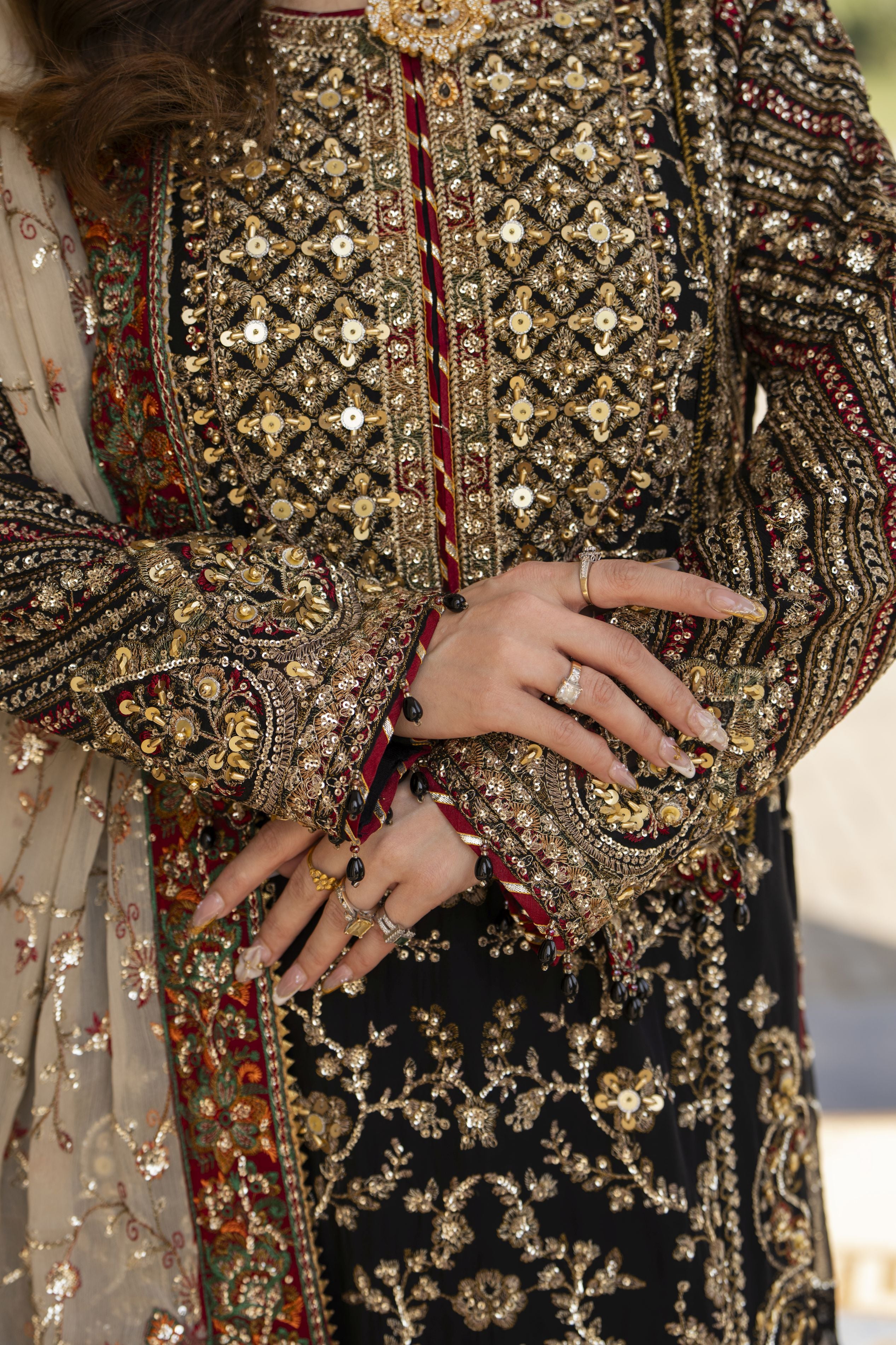 Shaadi by Silver Chiffon Handwork Black Formal Sharara Set SXS9