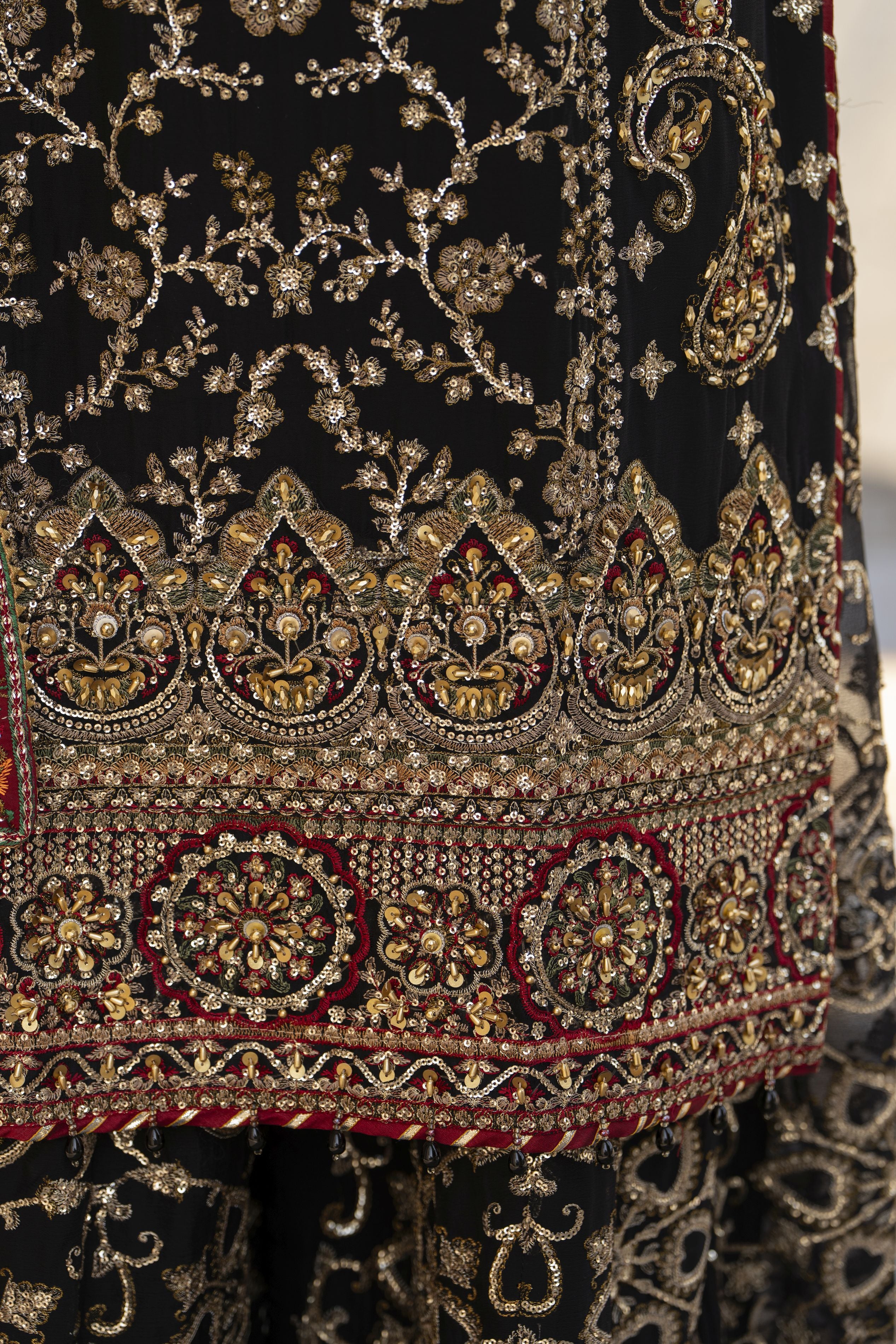 Shaadi by Silver Chiffon Handwork Black Formal Sharara Set SXS9