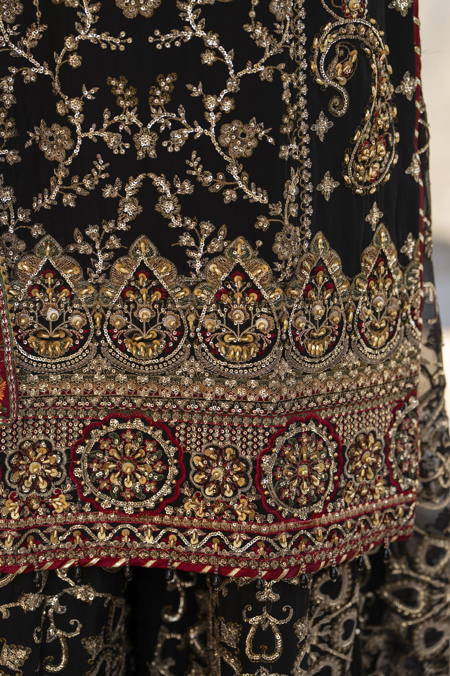 Shaadi by Silver Chiffon Handwork Black Formal Sharara Set SXS9