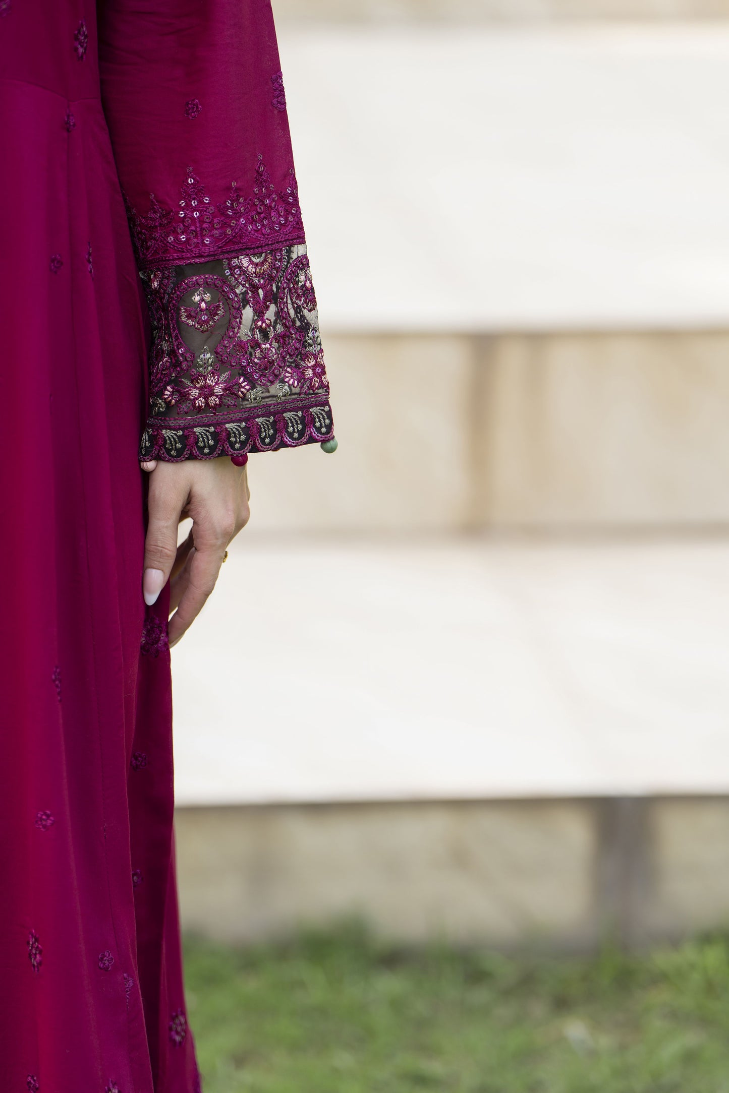 Gul Warun 3pc Embroidered Cotton Frock Suit with Chiffon Dupatta – AMG10