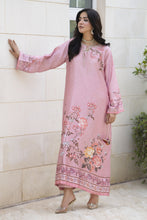 Aleezay 2pc Hand-Embellished Floral Print Silk Kaftan – AKF10