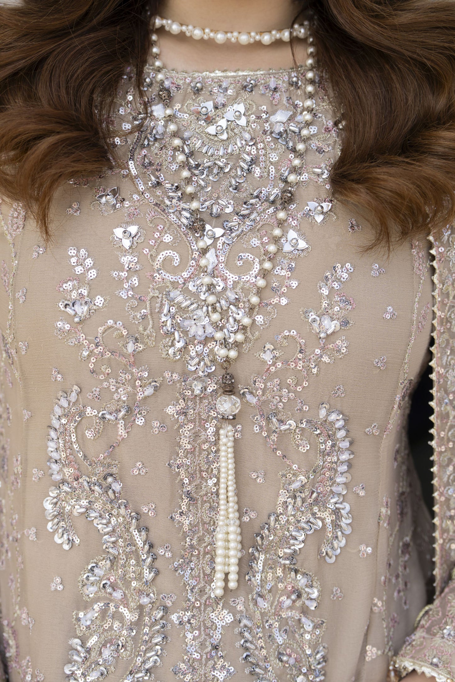 Shaadi by Silver Chiffon Handwork Long Shirt with Net Sharara SXS6